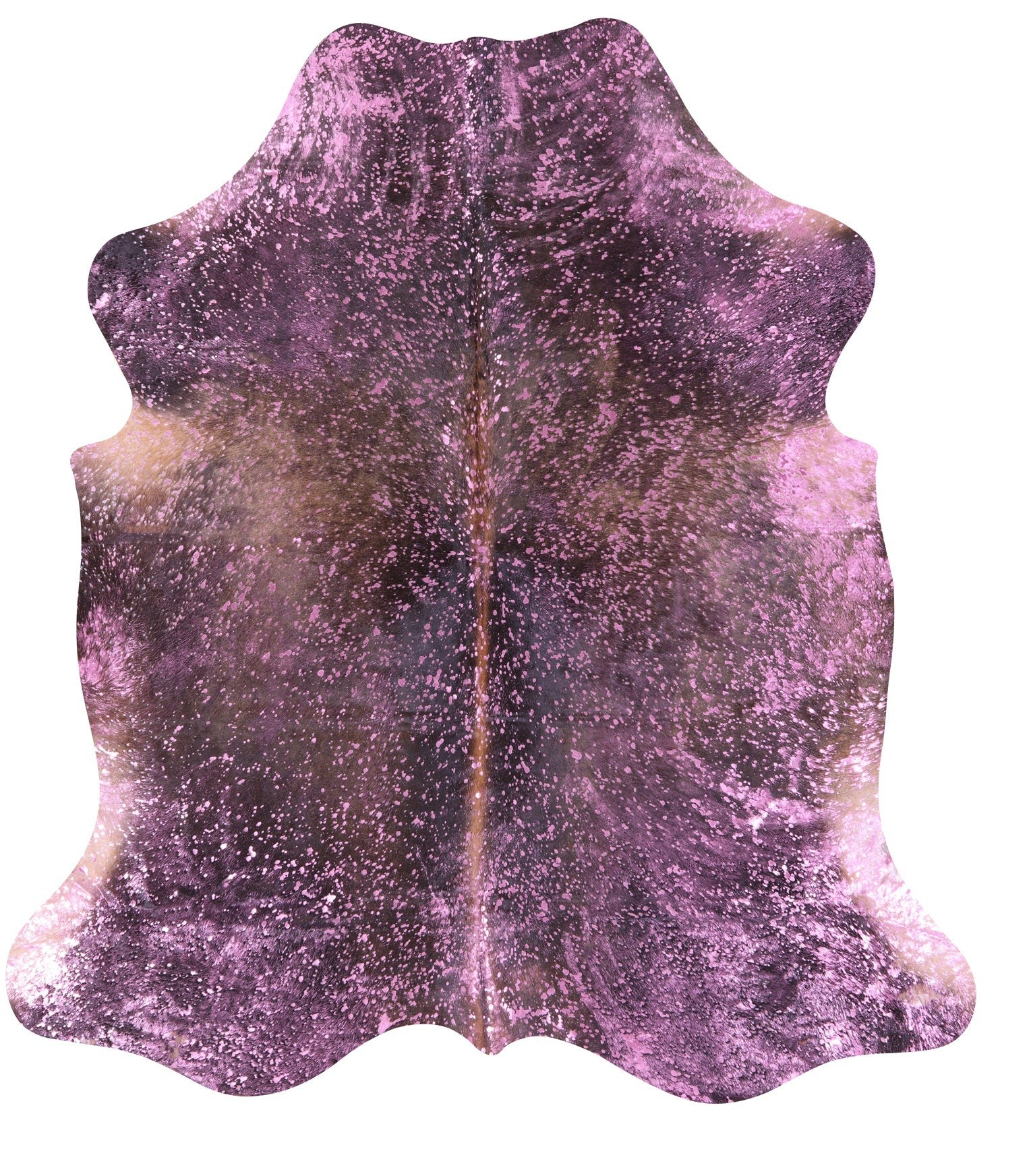 Pink Metallic Natural Hair-On Cowhide Rug - 6' 11" X 6' 5" - Golden Nile
