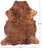 Gold Metallic Natural Hair-On Cowhide Rug - 6' 9" X 6' 1" - Golden Nile
