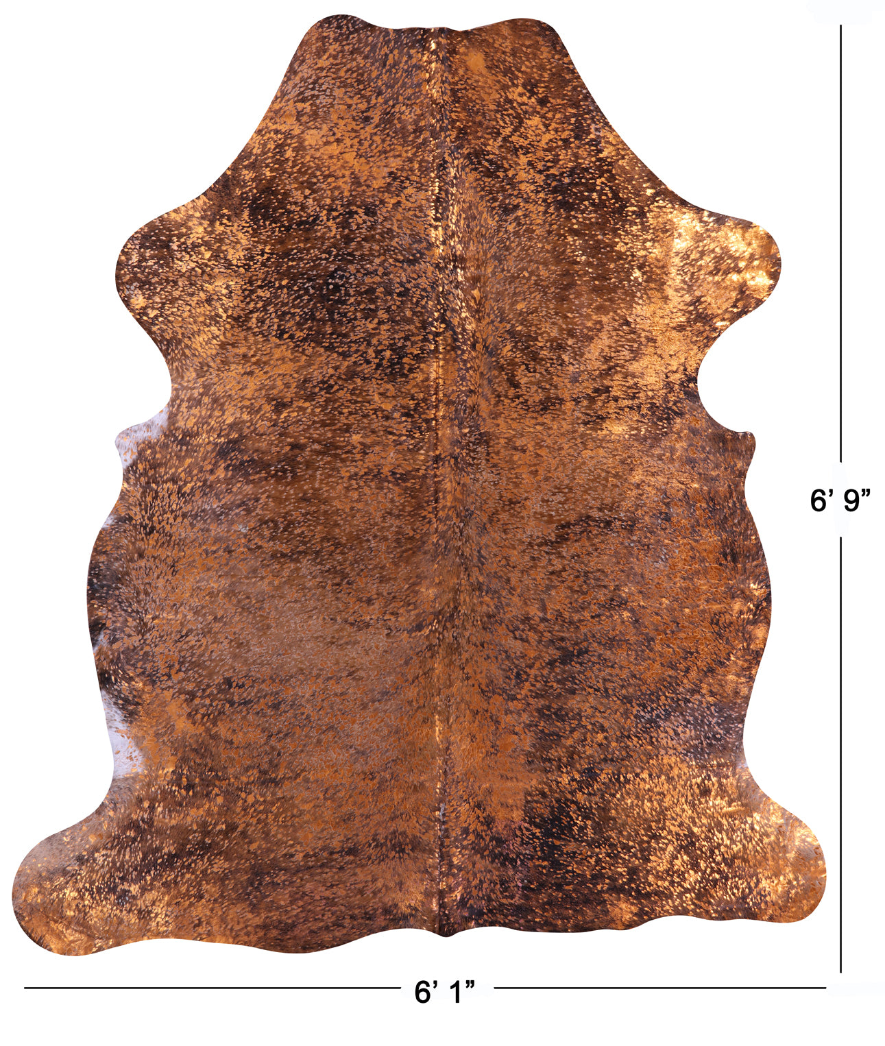 Gold Metallic Natural Hair-On Cowhide Rug - 6' 9" X 6' 1" - Golden Nile