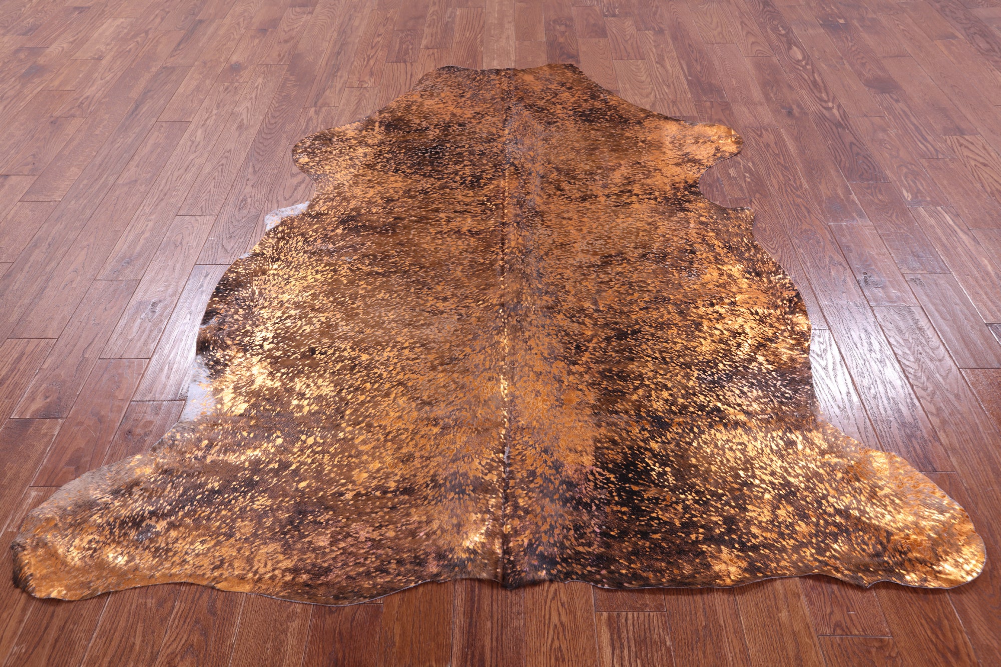 Gold Metallic Natural Hair-On Cowhide Rug - 6' 9" X 6' 1" - Golden Nile