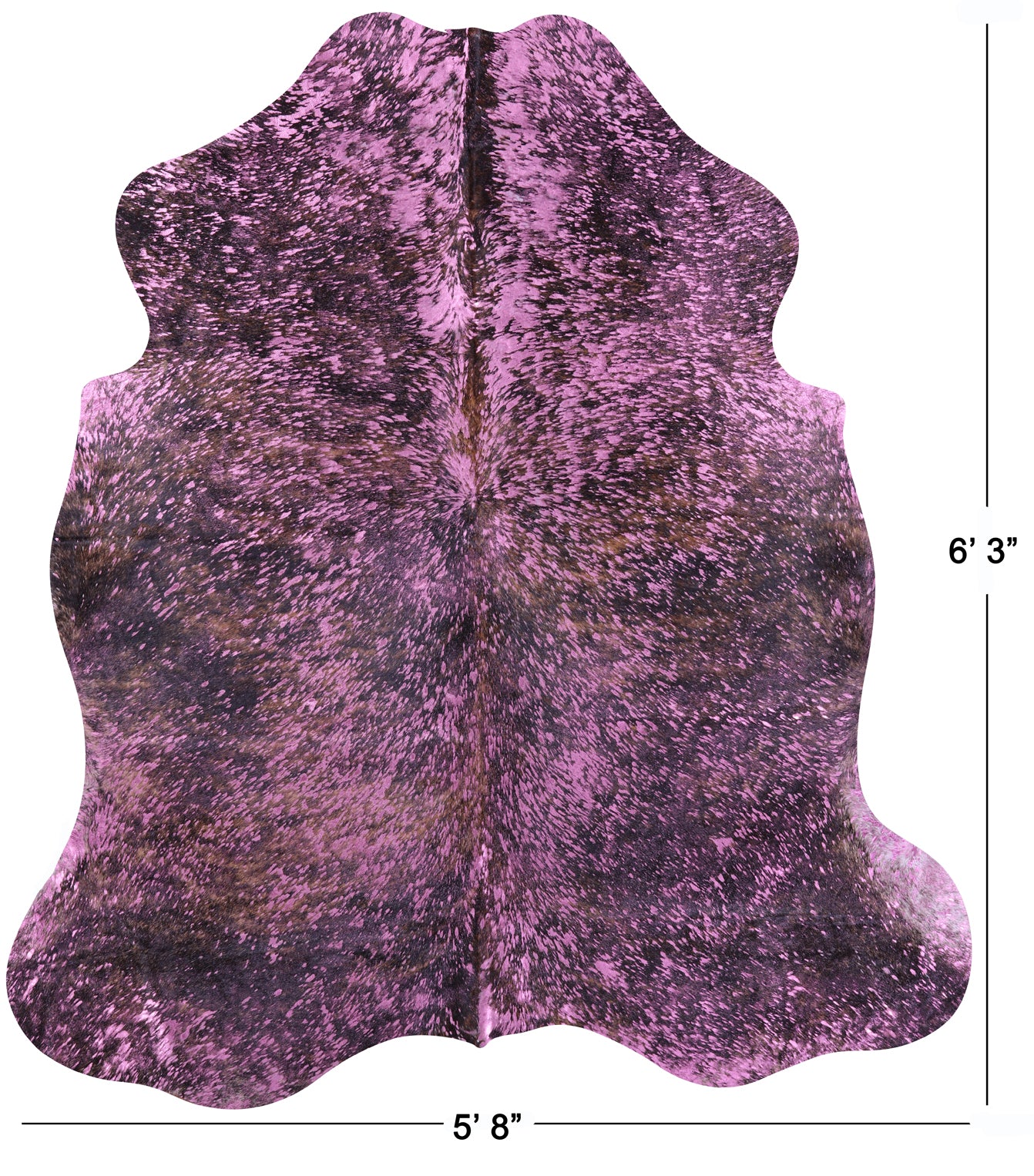 Pink Metallic Natural Hair-On Cowhide Rug - 6' 3" X 5' 8" - Golden Nile