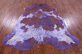 Blue Metallic Natural Hair-On Cowhide Rug - 6' 7" X 6' 2" - Golden Nile