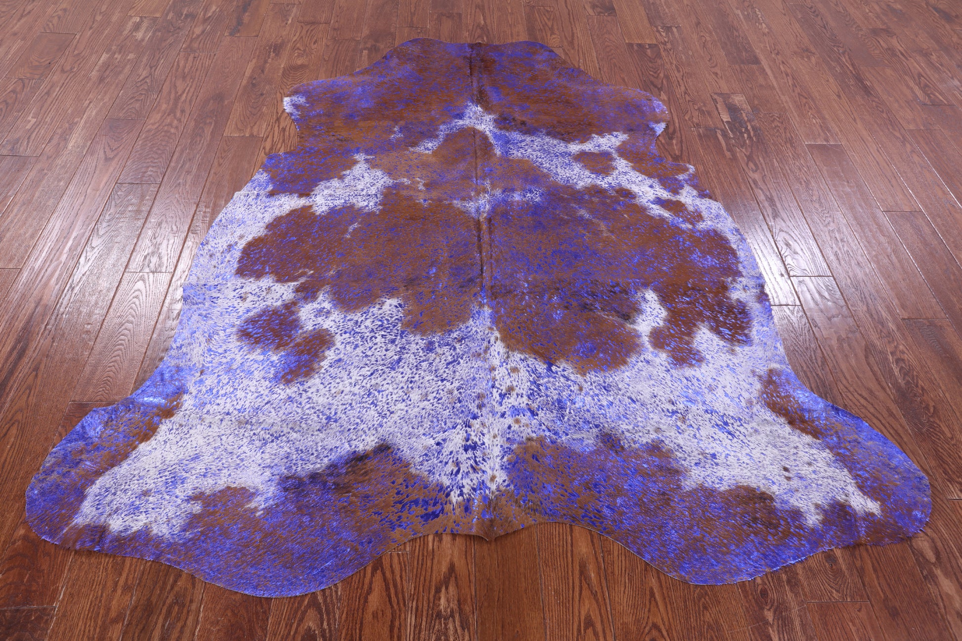 Blue Metallic Natural Hair-On Cowhide Rug - 6' 7" X 6' 2" - Golden Nile
