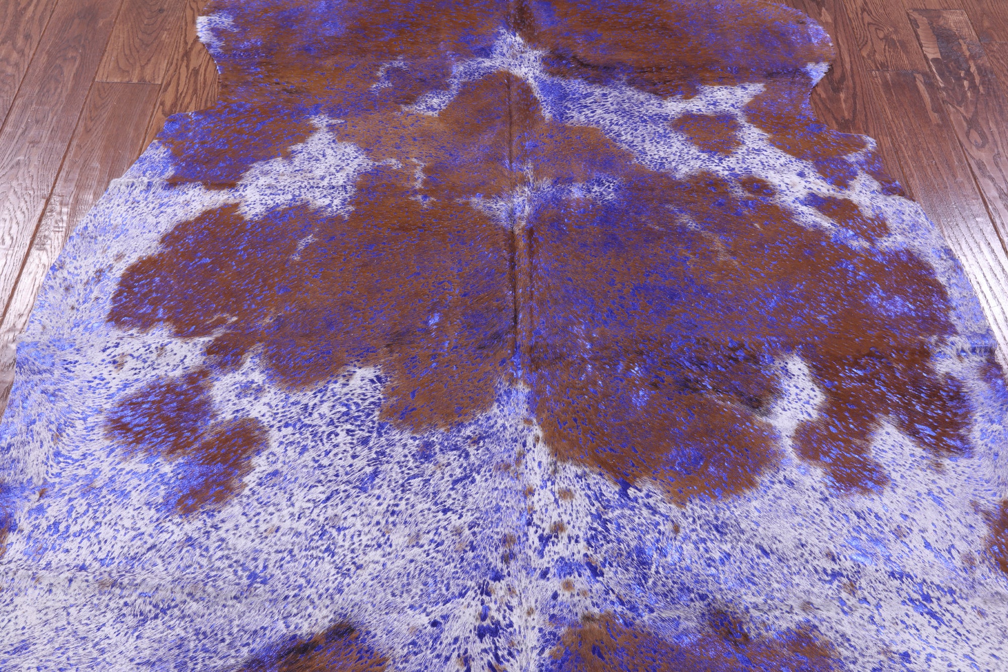 Blue Metallic Natural Hair-On Cowhide Rug - 6' 7" X 6' 2" - Golden Nile