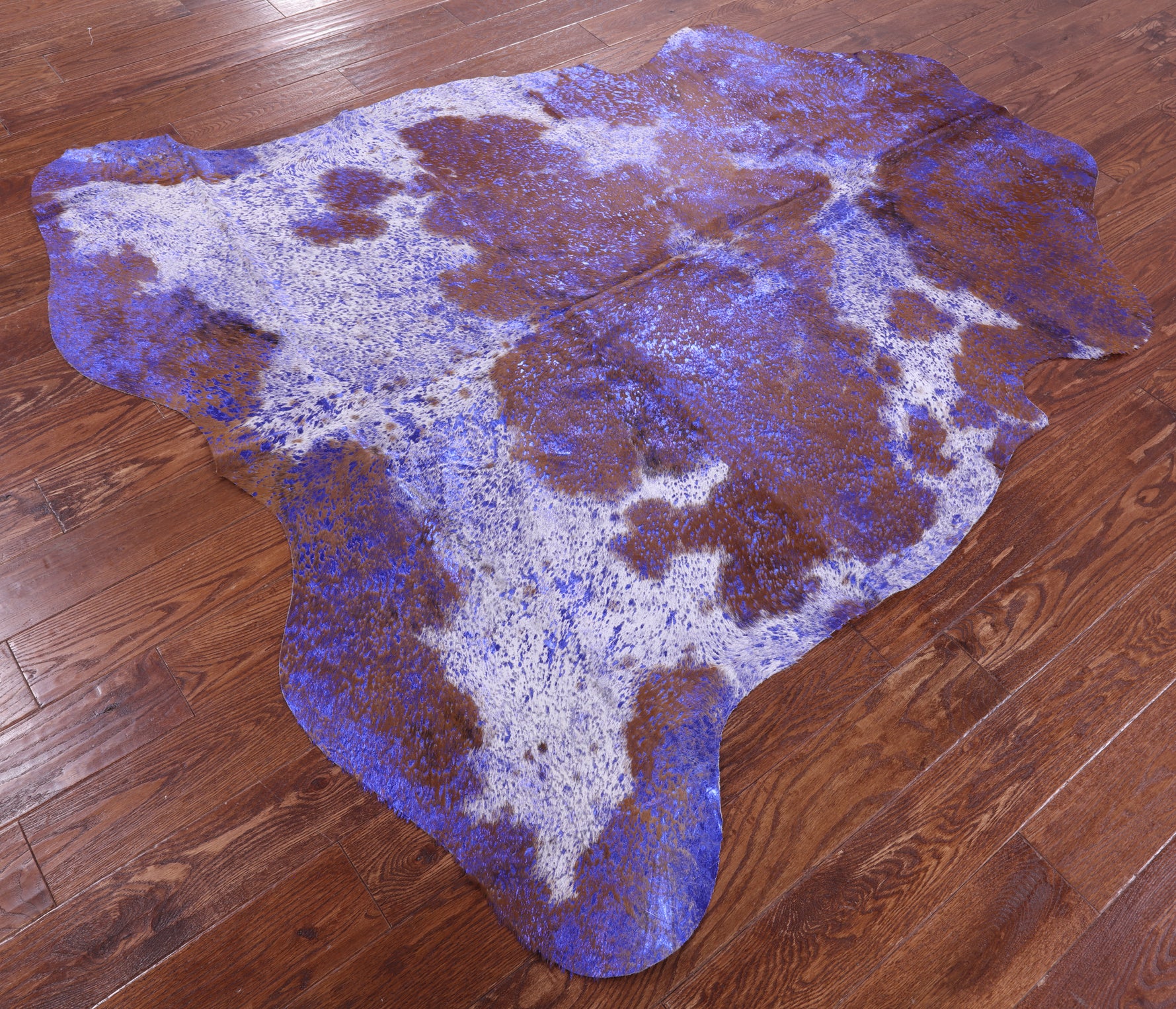 Blue Metallic Natural Hair-On Cowhide Rug - 6' 7" X 6' 2" - Golden Nile