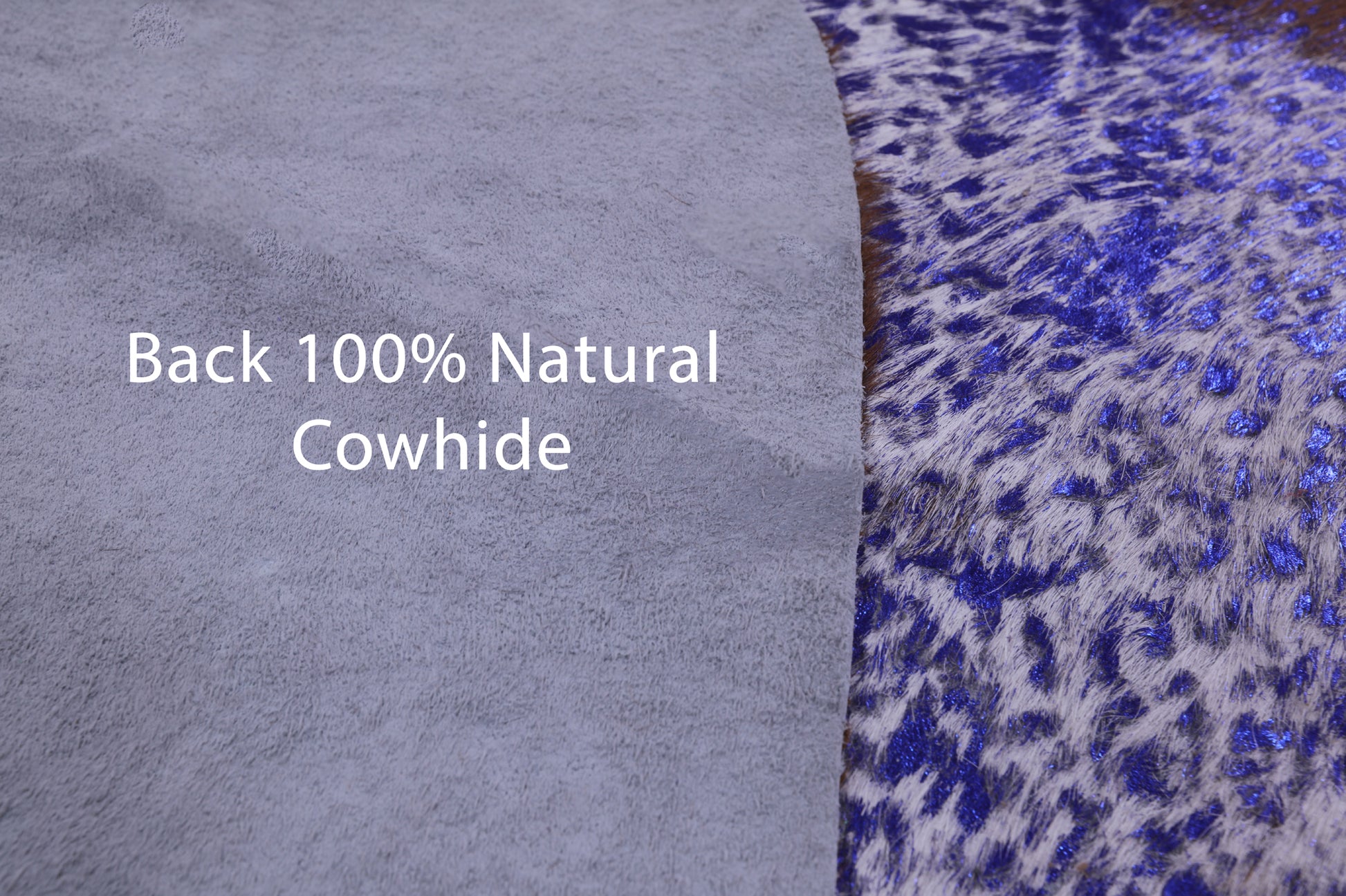 Blue Metallic Natural Hair-On Cowhide Rug - 6' 7" X 6' 2" - Golden Nile