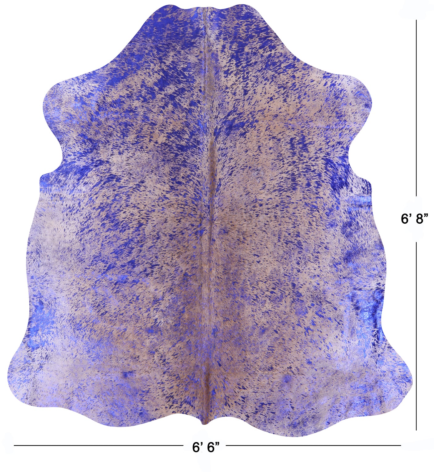 Blue Metallic Natural Hair-On Cowhide Rug - 6' 8" X 6' 6" - Golden Nile
