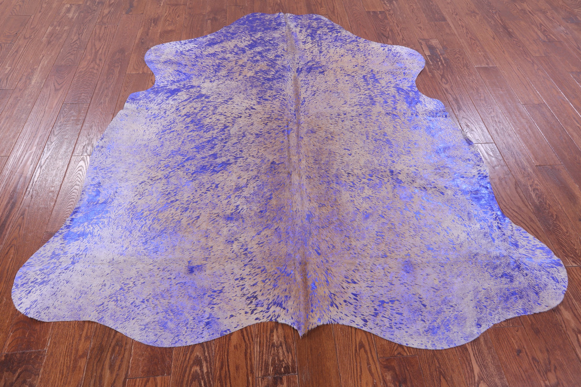 Blue Metallic Natural Hair-On Cowhide Rug - 6' 8" X 6' 6" - Golden Nile