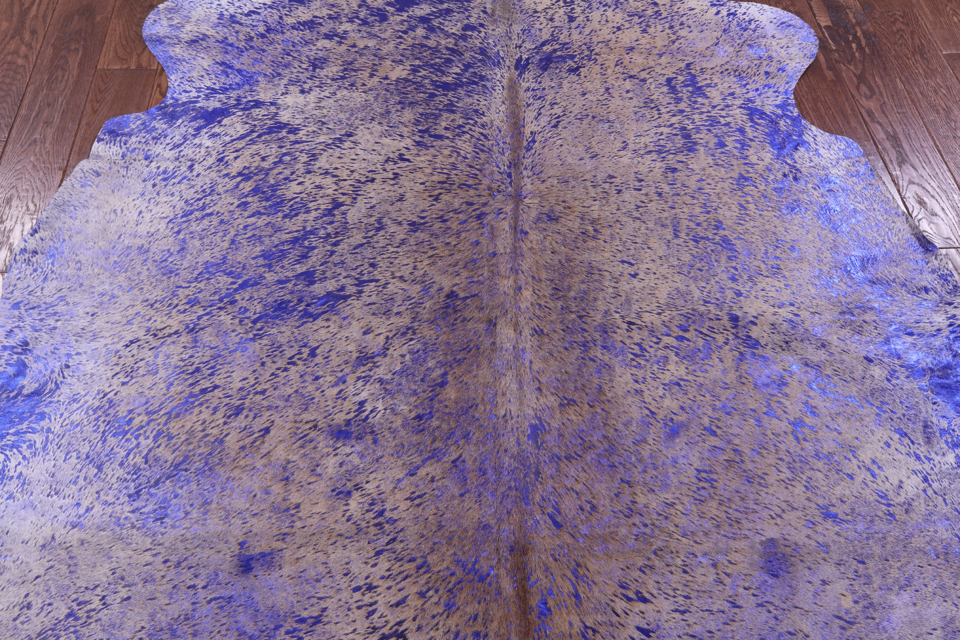 Blue Metallic Natural Hair-On Cowhide Rug - 6' 8" X 6' 6" - Golden Nile