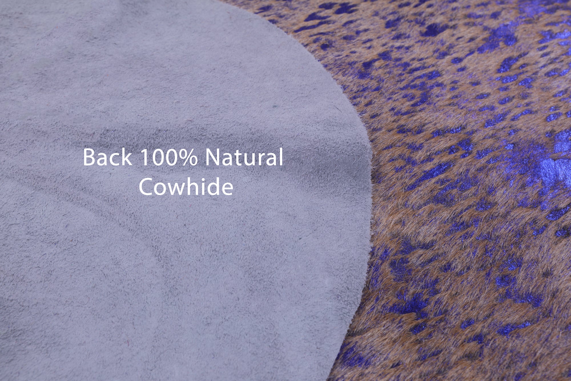 Blue Metallic Natural Hair-On Cowhide Rug - 6' 8" X 6' 6" - Golden Nile