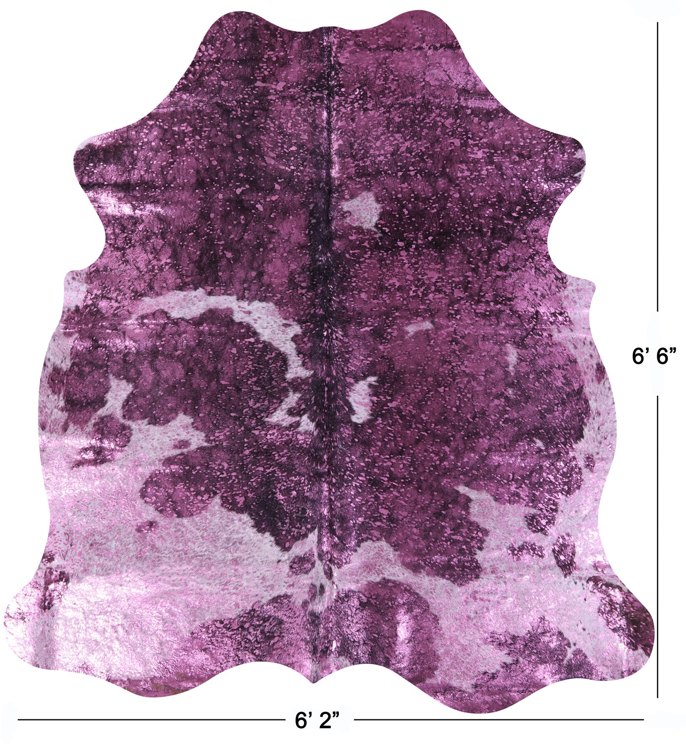 Pink Metallic Natural Hair-On Cowhide Rug - 6' 6" X 6' 2" - Golden Nile