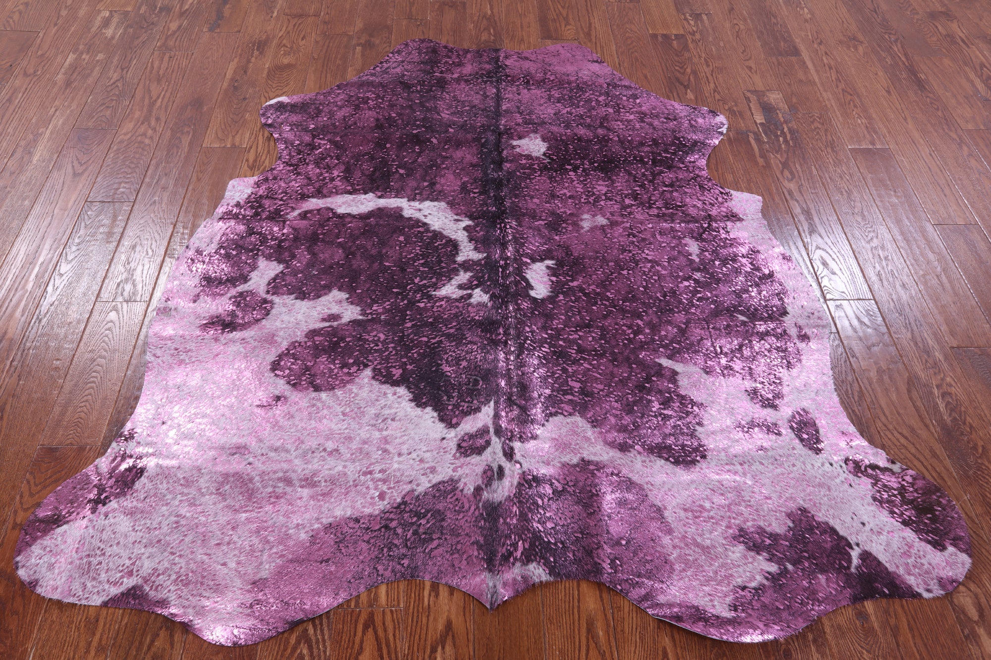 Pink Metallic Natural Hair-On Cowhide Rug - 6' 6" X 6' 2" - Golden Nile