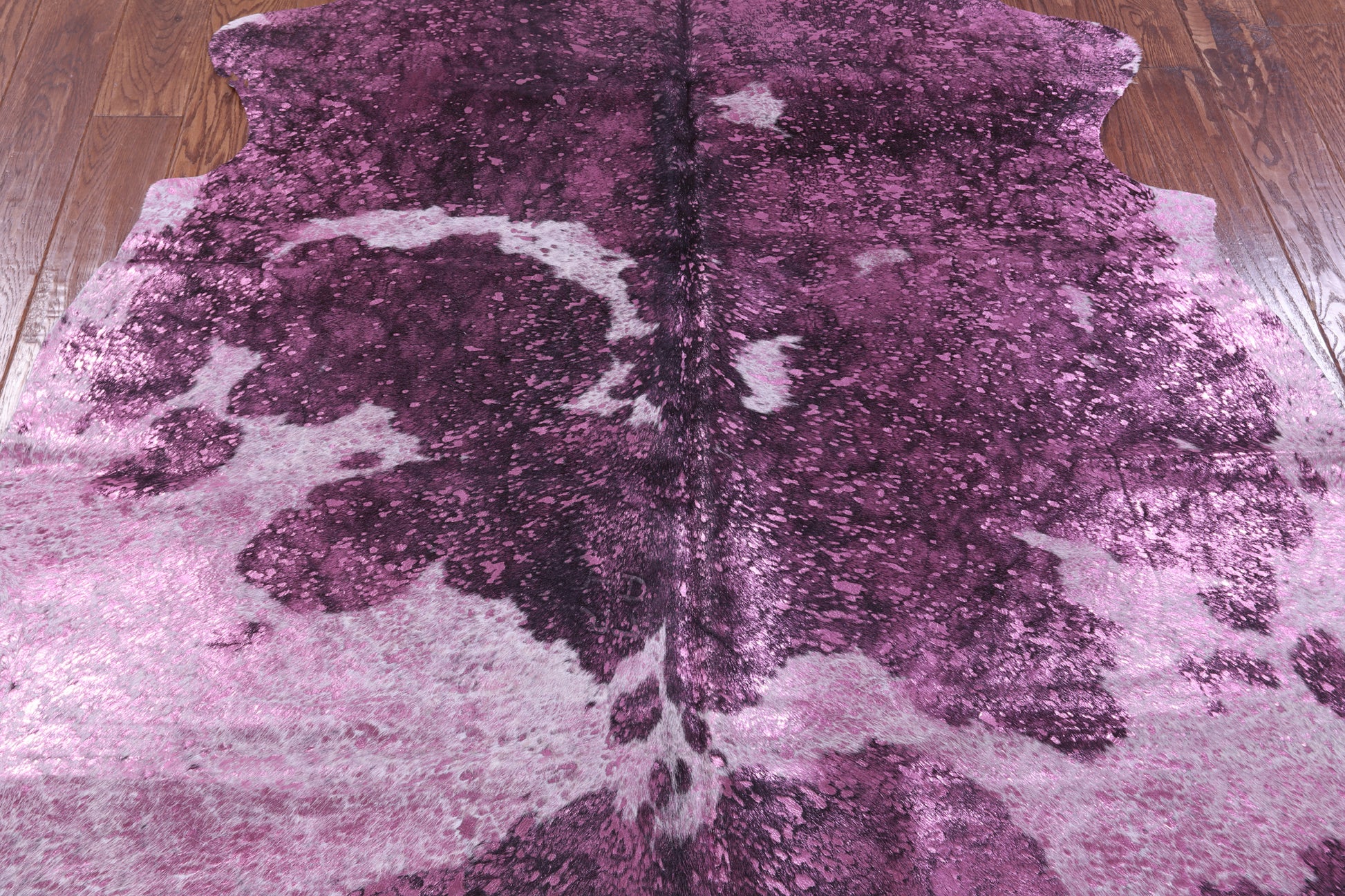 Pink Metallic Natural Hair-On Cowhide Rug - 6' 6" X 6' 2" - Golden Nile