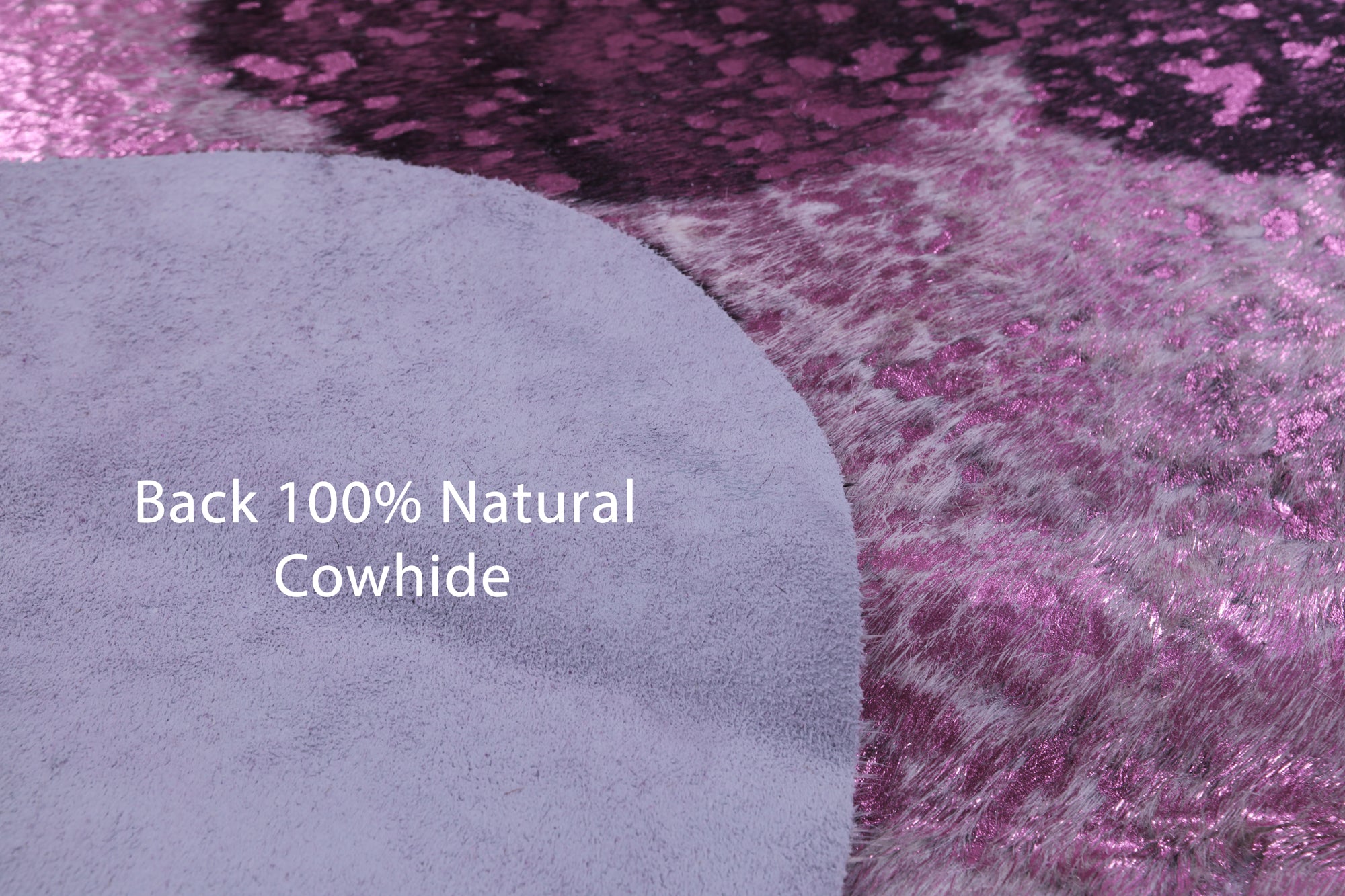 Pink Metallic Natural Hair-On Cowhide Rug - 6' 6" X 6' 2" - Golden Nile