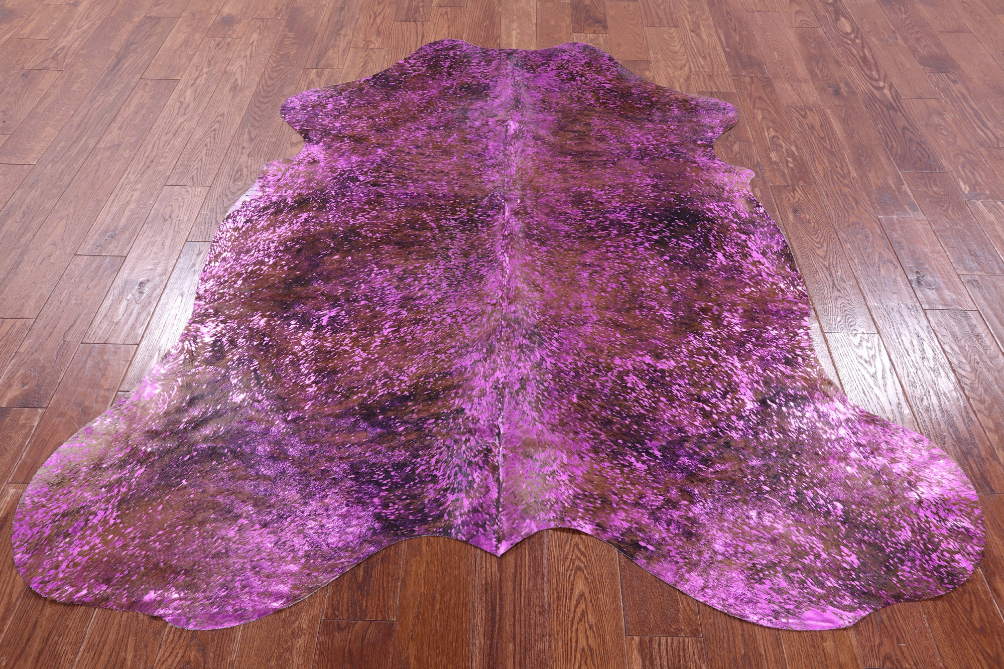 Pink Metallic Natural Hair-On Cowhide Rug - 6' 8" X 5' 11" - Golden Nile