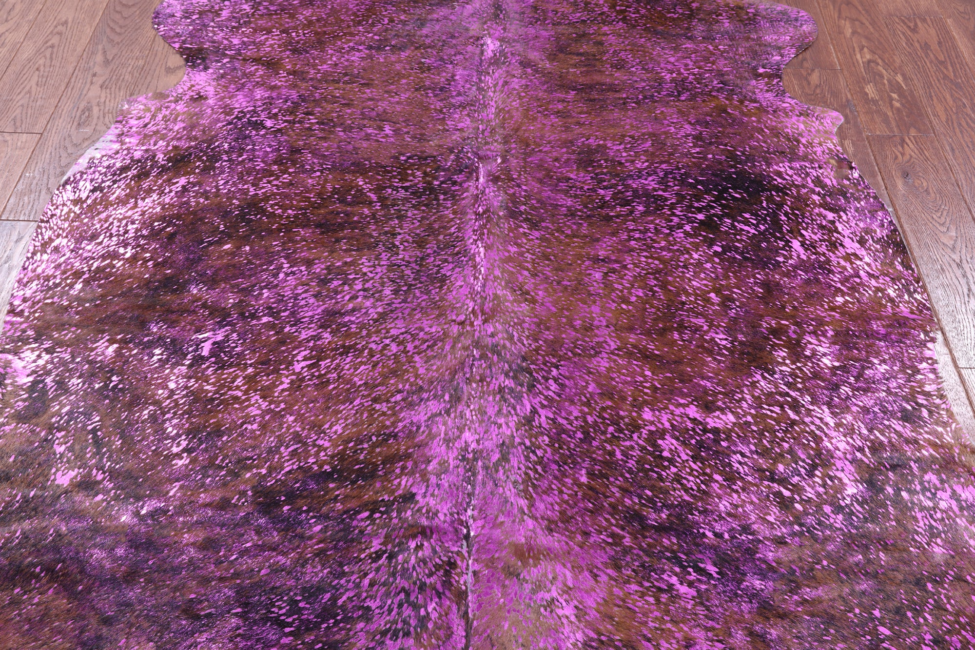 Pink Metallic Natural Hair-On Cowhide Rug - 6' 8" X 5' 11" - Golden Nile