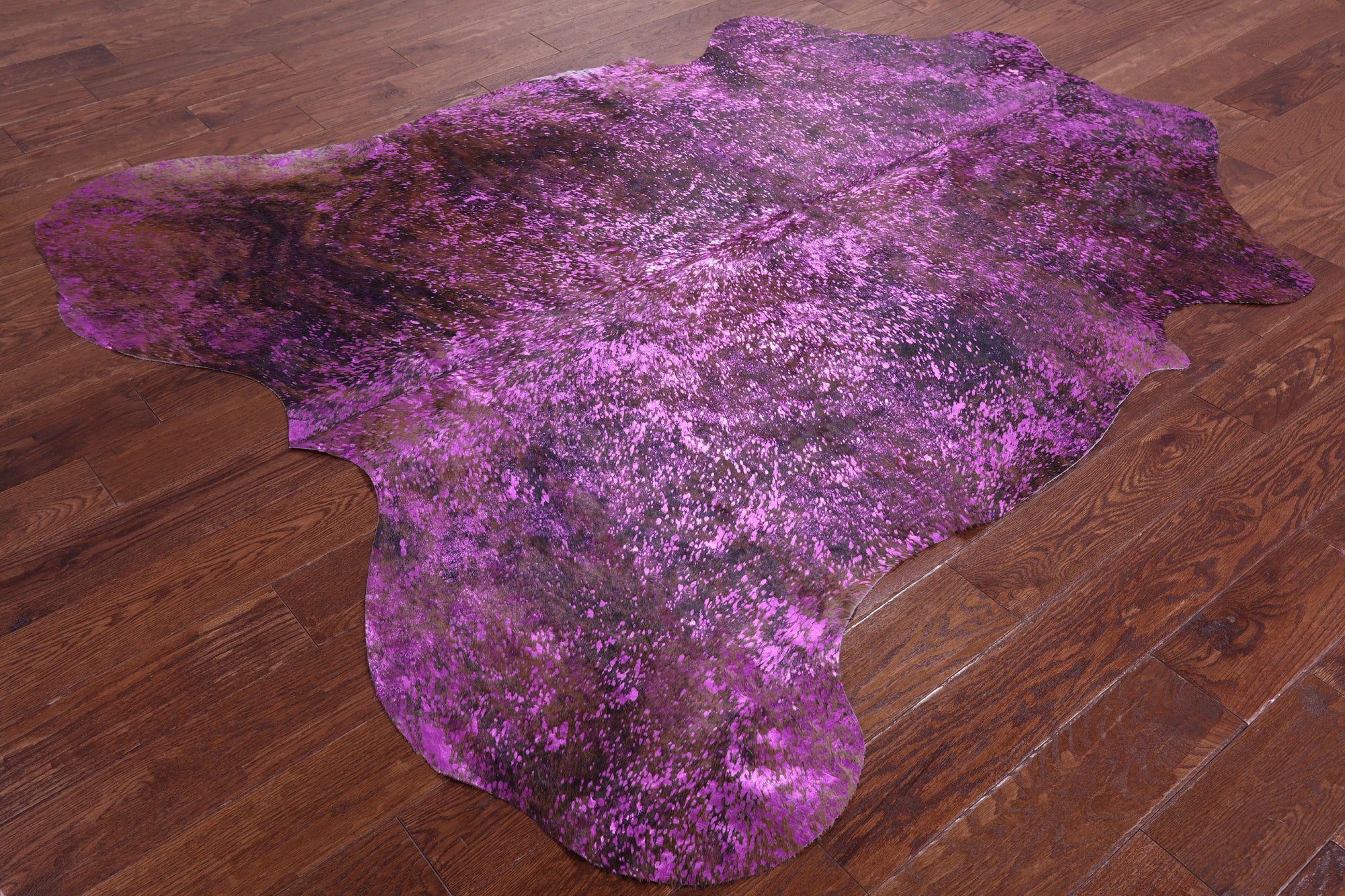 Pink Metallic Natural Hair-On Cowhide Rug - 6' 8" X 5' 11" - Golden Nile