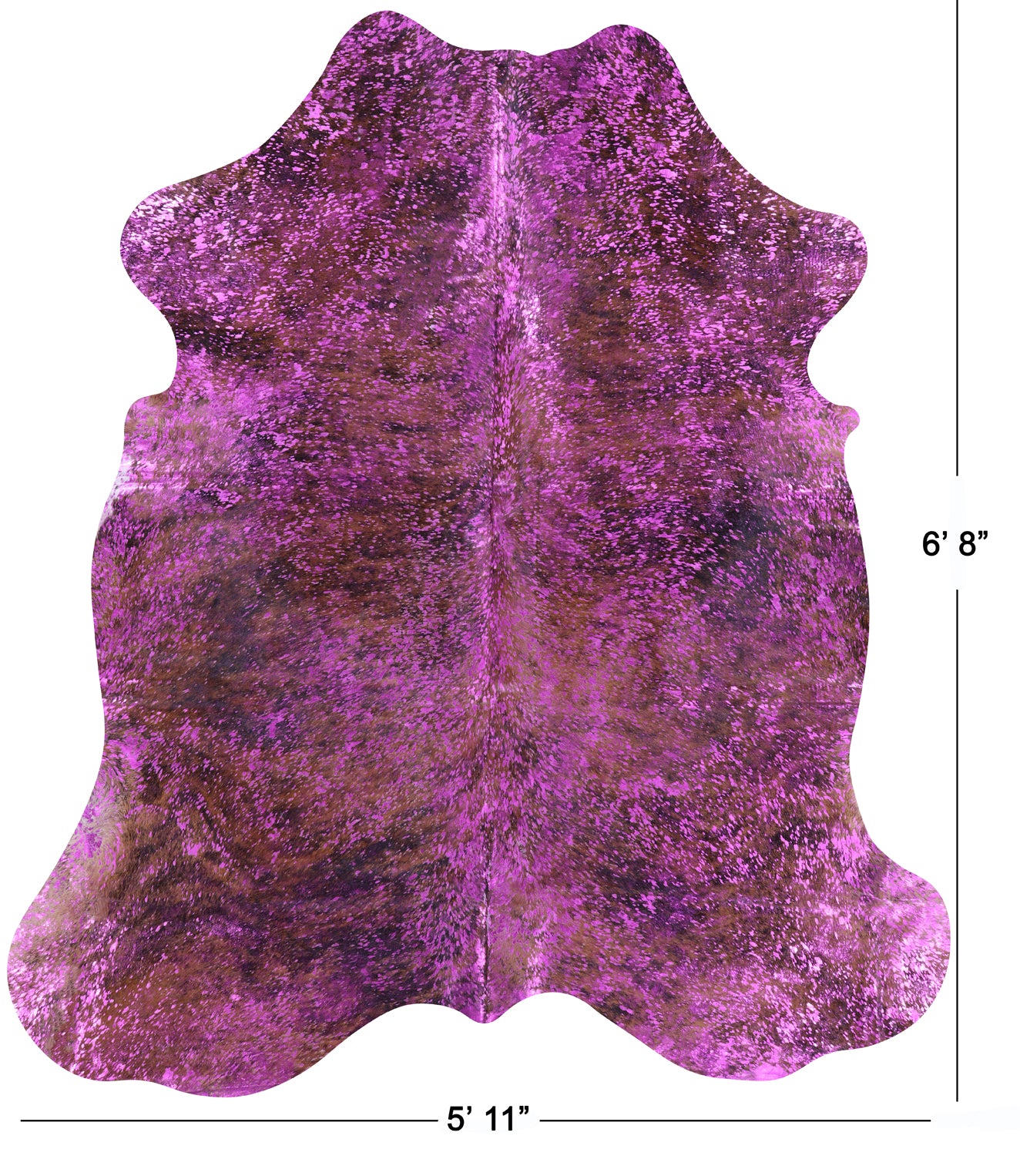 Pink Metallic Natural Hair-On Cowhide Rug - 6' 8" X 5' 11" - Golden Nile