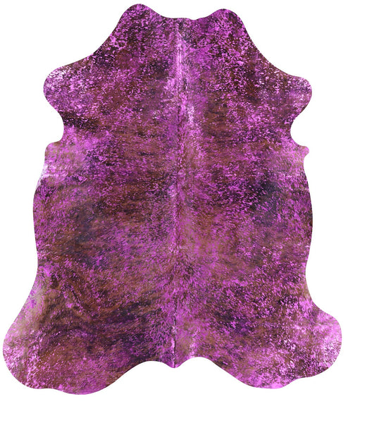 Pink Metallic Natural Hair-On Cowhide Rug - 6' 8" X 5' 11" - Golden Nile