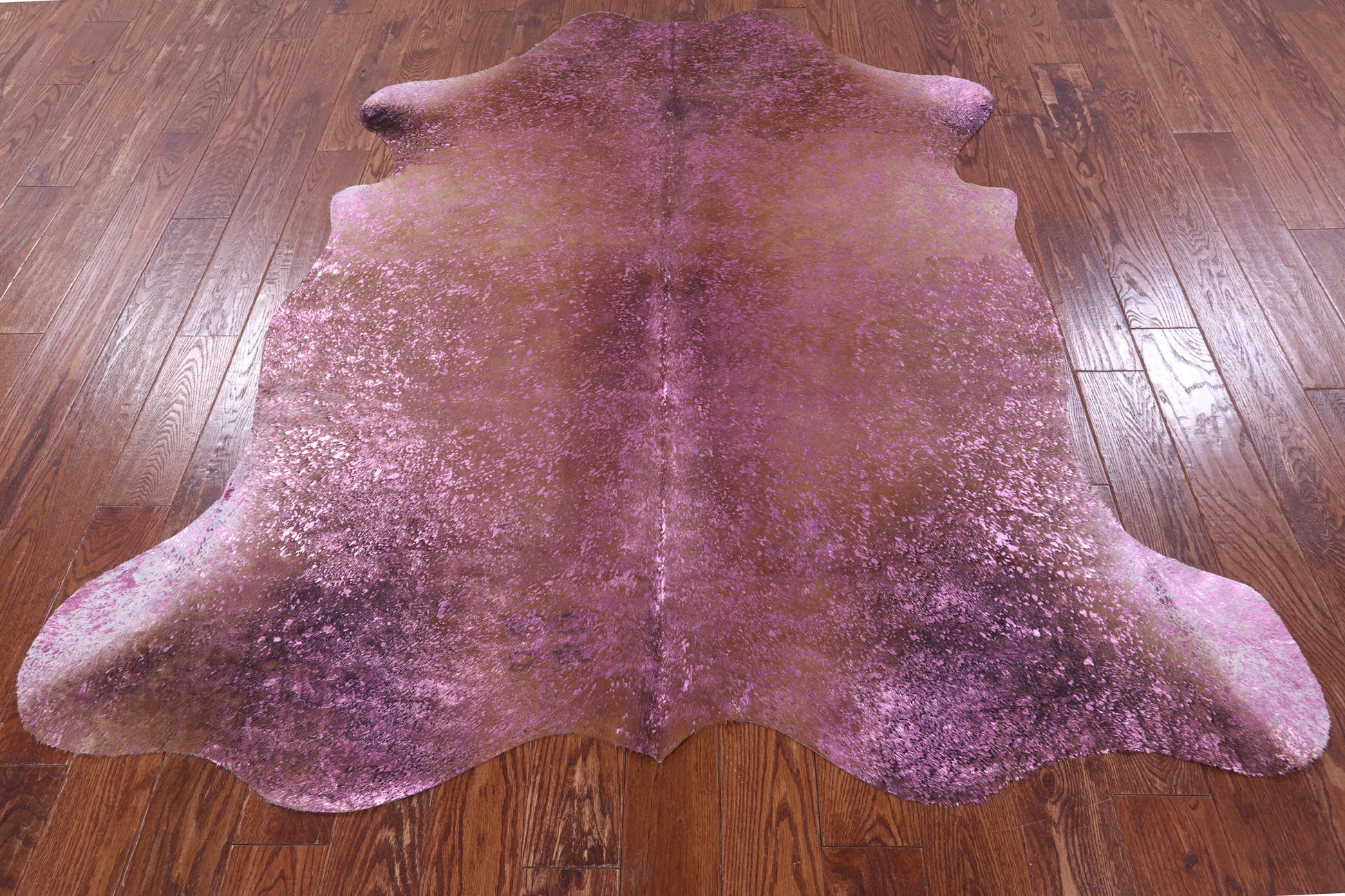Pink Metallic Natural Hair-On Cowhide Rug - 6' 9" X 6' 1" - Golden Nile