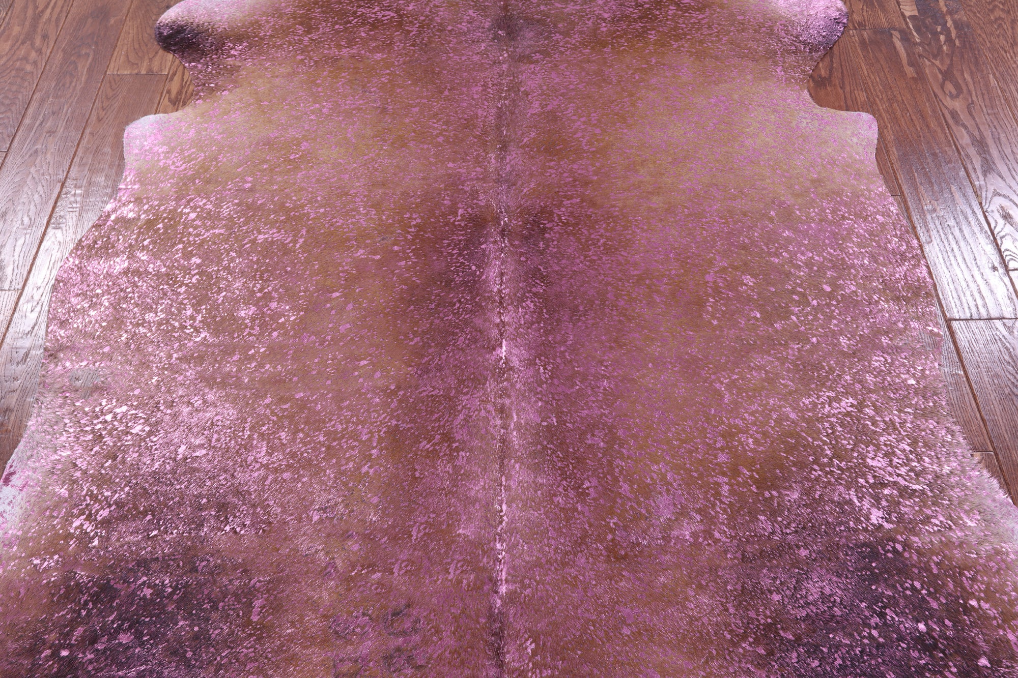 Pink Metallic Natural Hair-On Cowhide Rug - 6' 9" X 6' 1" - Golden Nile