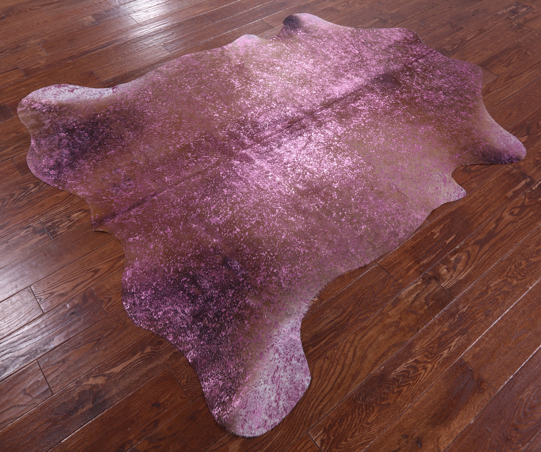Pink Metallic Natural Hair-On Cowhide Rug - 6' 9" X 6' 1" - Golden Nile