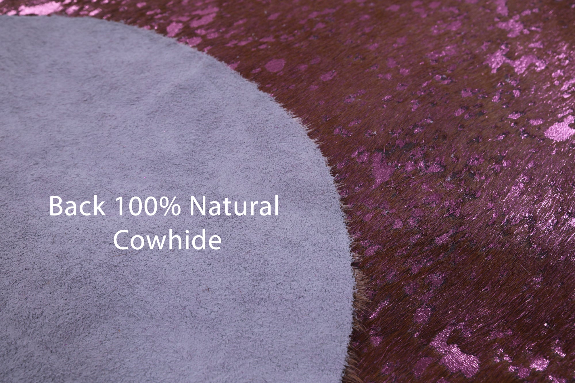 Pink Metallic Natural Hair-On Cowhide Rug - 6' 9" X 6' 1" - Golden Nile