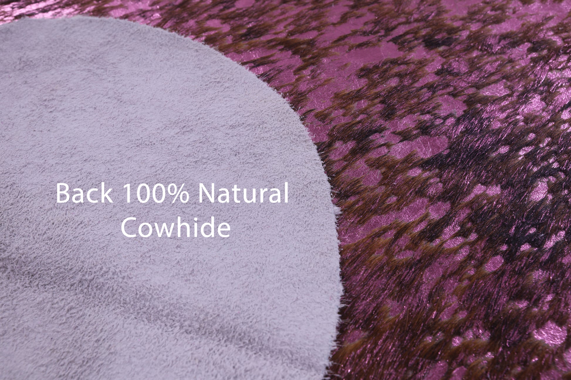 Pink Metallic Natural Hair-On Cowhide Rug - 6' 11" X 6' 1" - Golden Nile