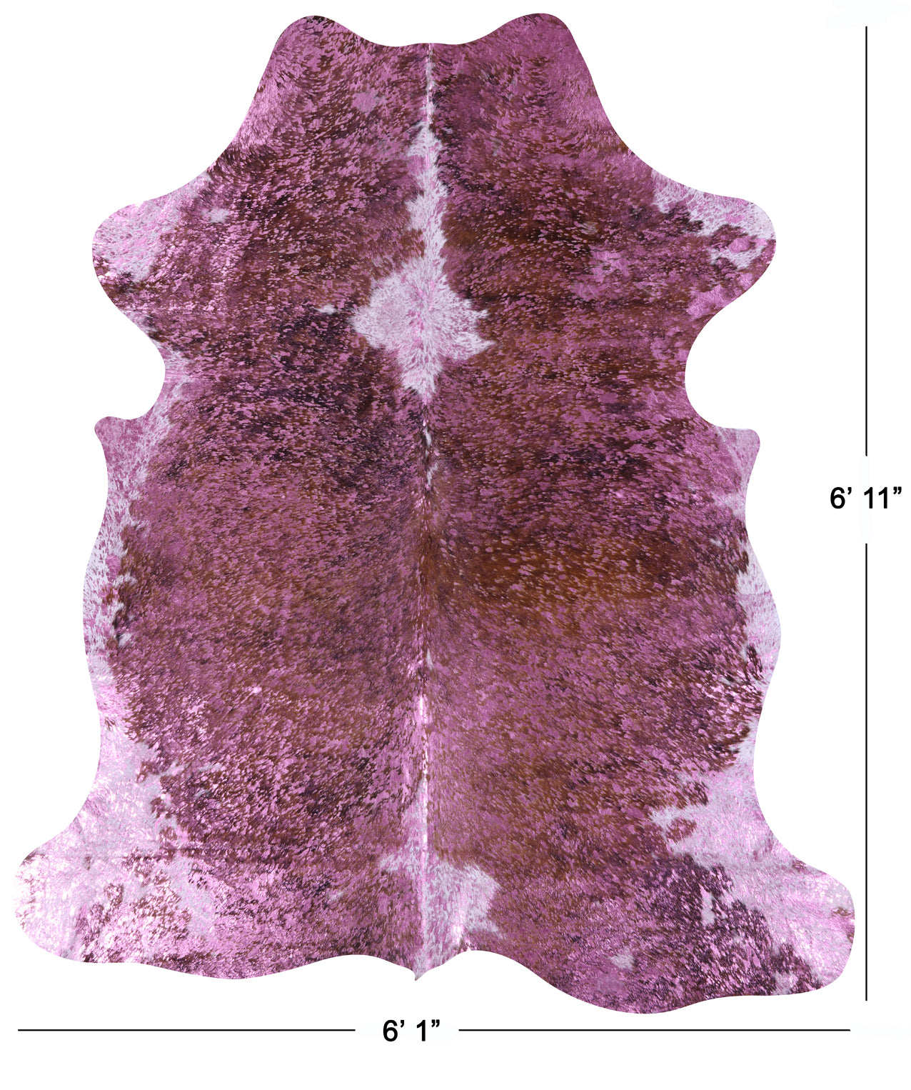 Pink Metallic Natural Hair-On Cowhide Rug - 6' 11" X 6' 1" - Golden Nile