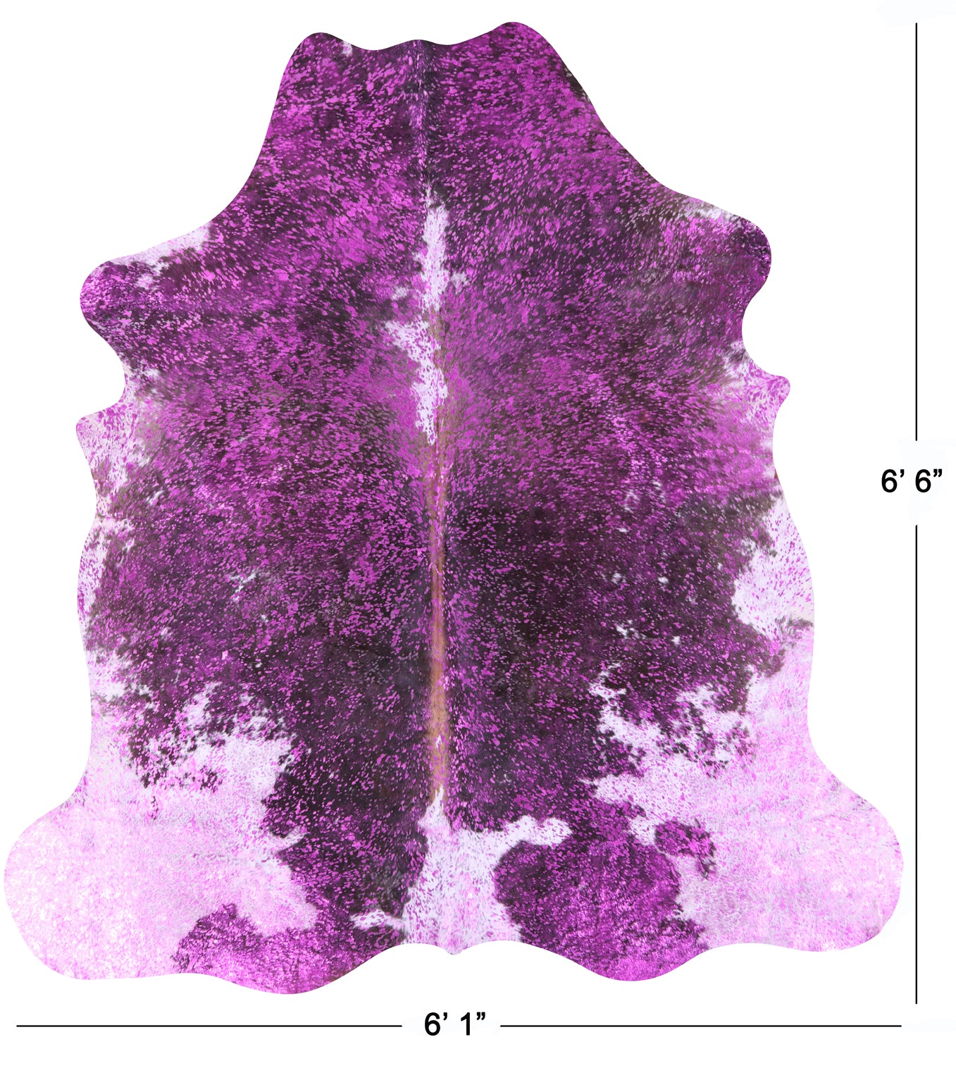 Pink Metallic Natural Hair-On Cowhide Rug - 6' 6" X 6' 1" - Golden Nile