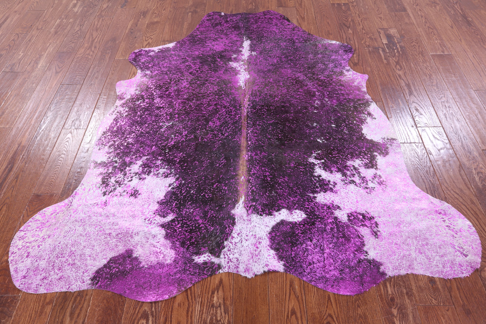 Pink Metallic Natural Hair-On Cowhide Rug - 6' 6" X 6' 1" - Golden Nile