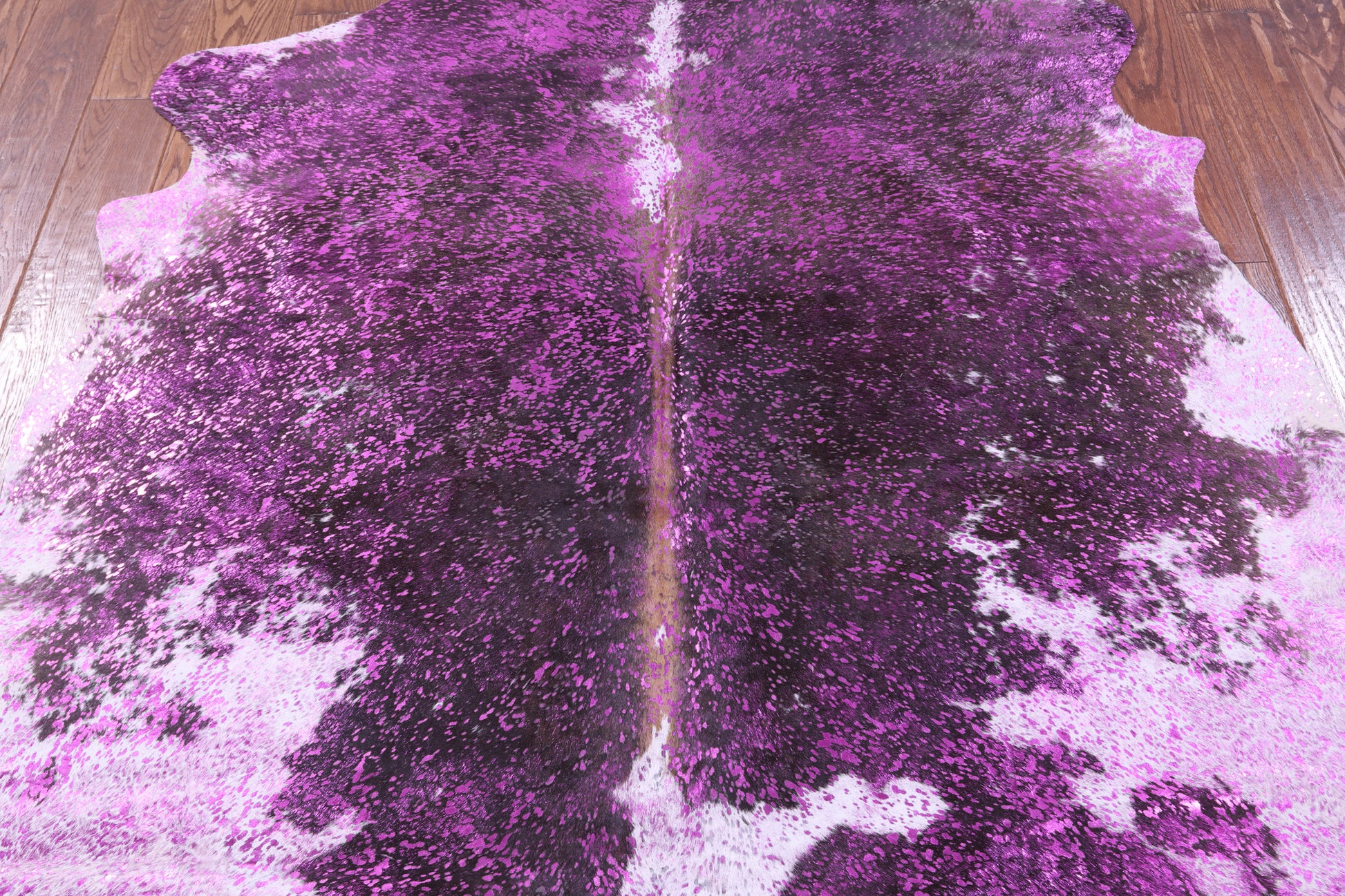 Pink Metallic Natural Hair-On Cowhide Rug - 6' 6" X 6' 1" - Golden Nile