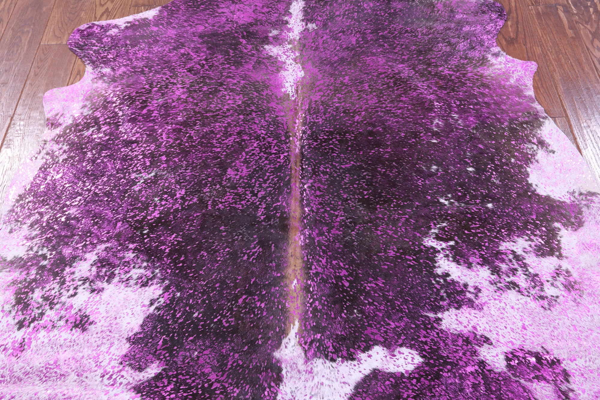 Pink Metallic Natural Hair-On Cowhide Rug - 6' 6" X 6' 1" - Golden Nile