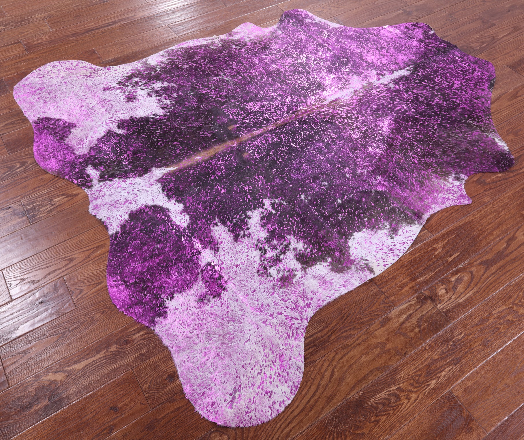 Pink Metallic Natural Hair-On Cowhide Rug - 6' 6" X 6' 1" - Golden Nile