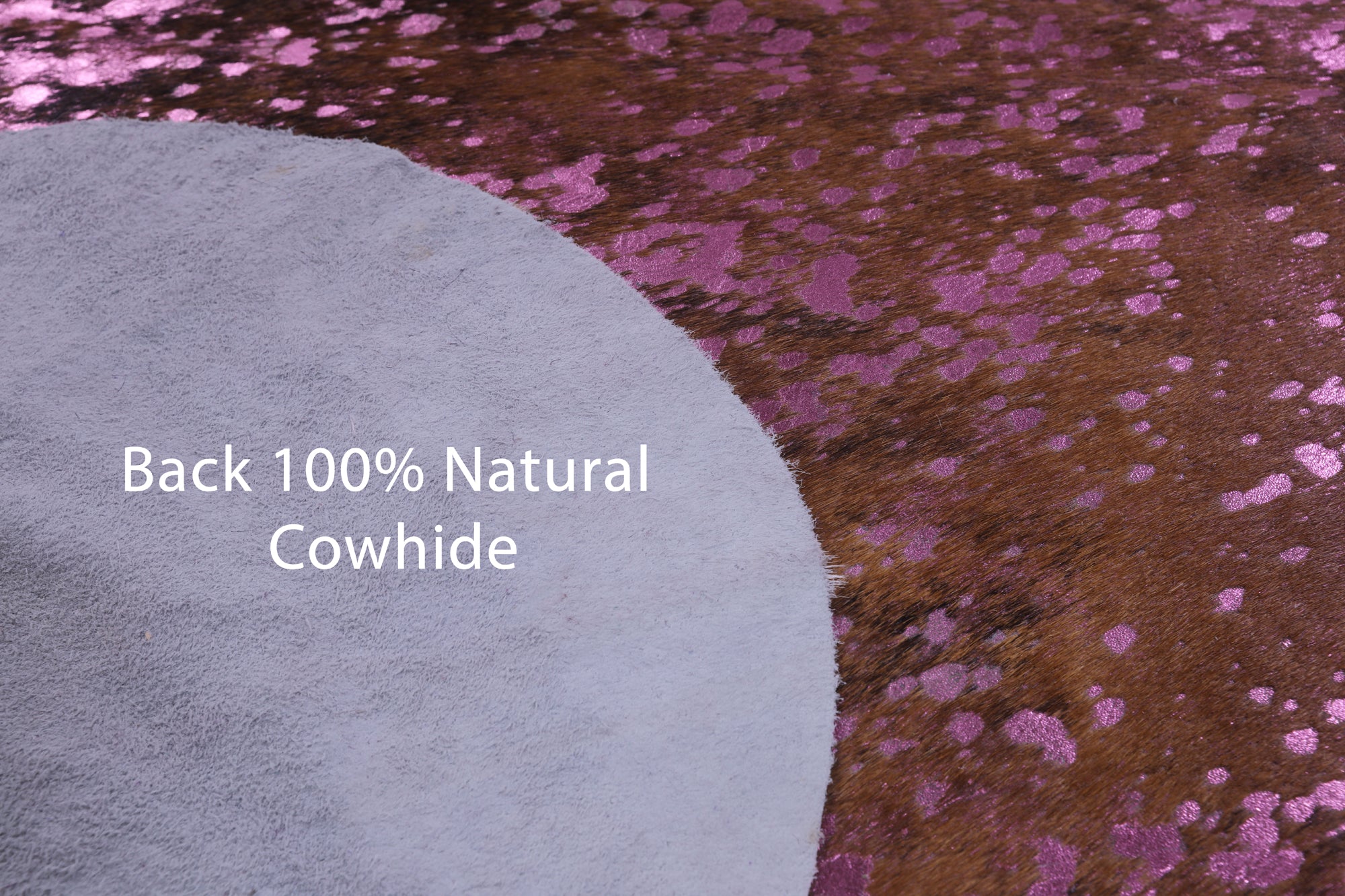 Pink Metallic Natural Hair-On Cowhide Rug - 6' 6" X 6' 3" - Golden Nile
