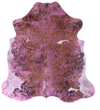 Pink Metallic Natural Hair-On Cowhide Rug - 6' 6" X 6' 3" - Golden Nile