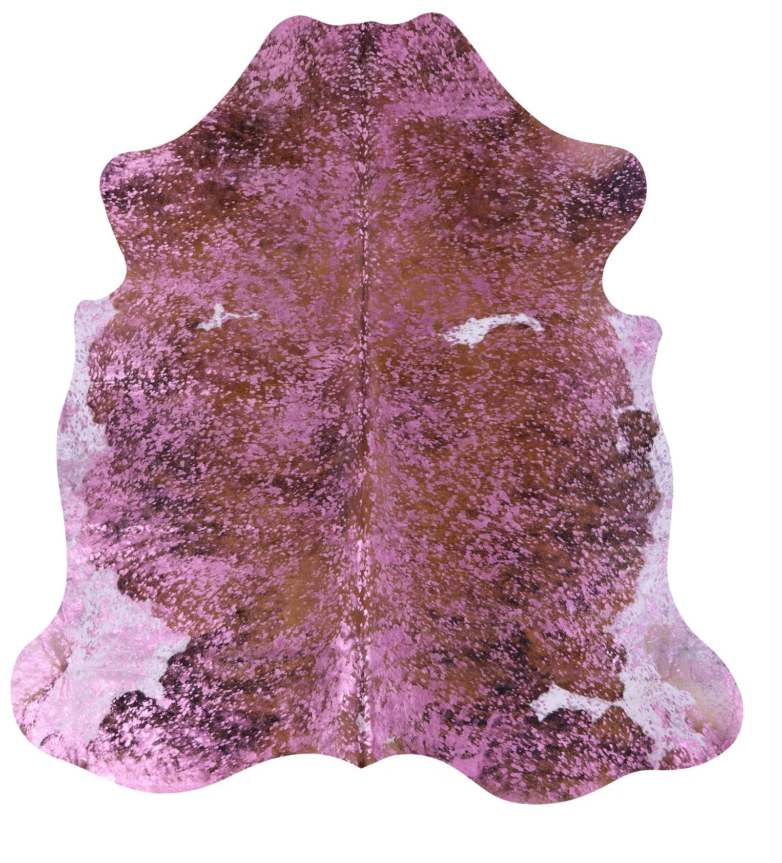 Pink Metallic Natural Hair-On Cowhide Rug - 6' 6" X 6' 3" - Golden Nile