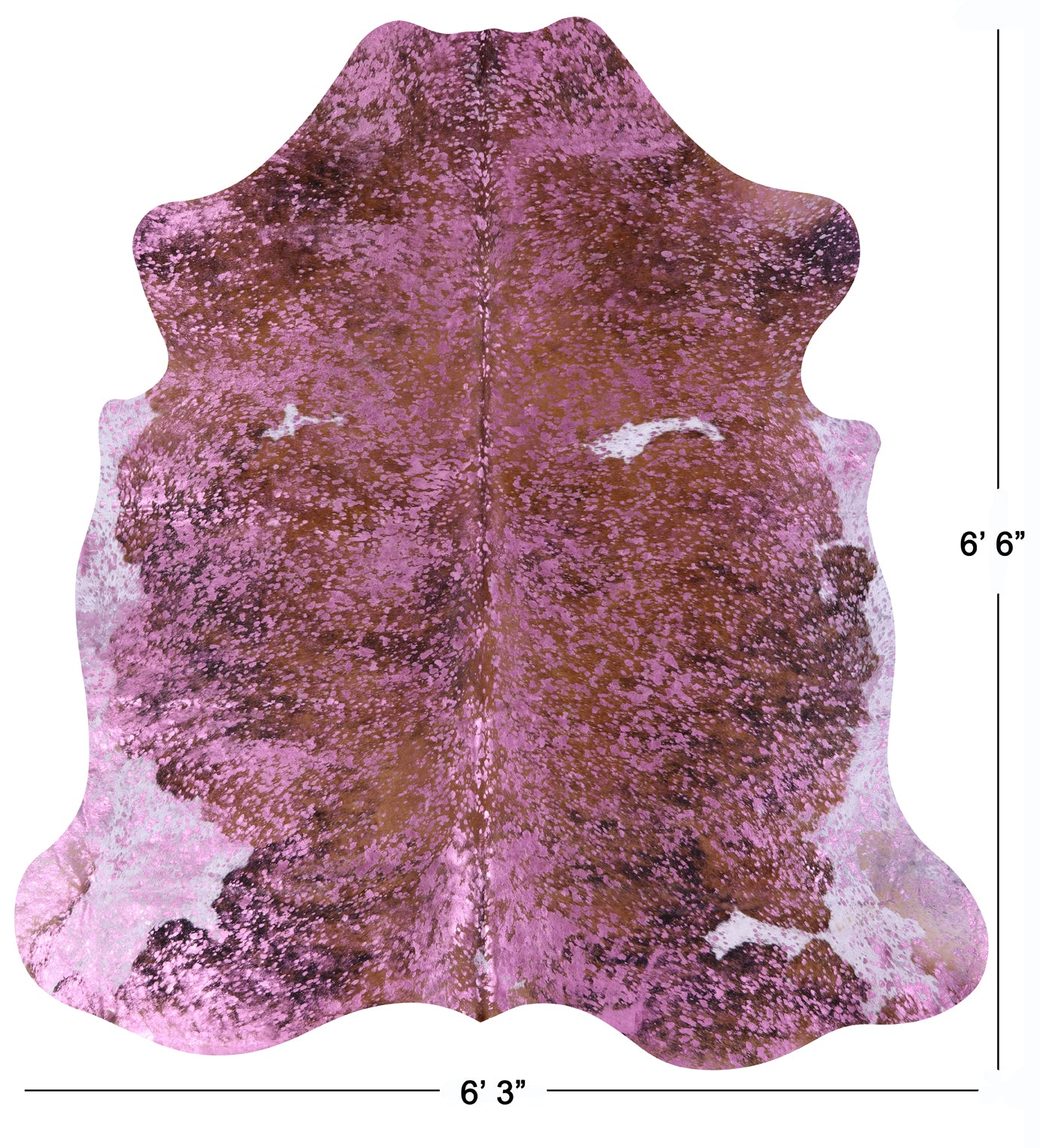 Pink Metallic Natural Hair-On Cowhide Rug - 6' 6" X 6' 3" - Golden Nile