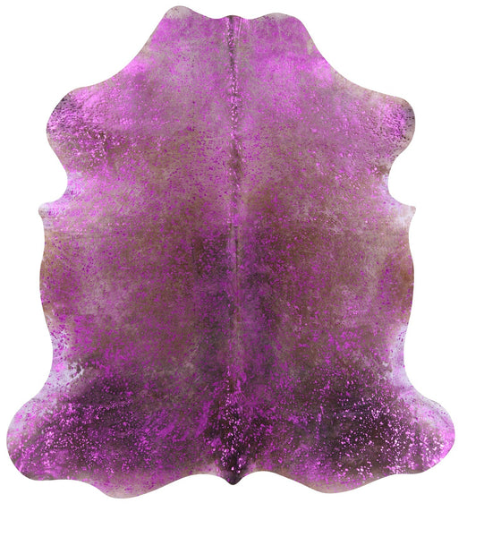 Pink Metallic Natural Hair-On Cowhide Rug - 6' 10" X 6' 5" - Golden Nile