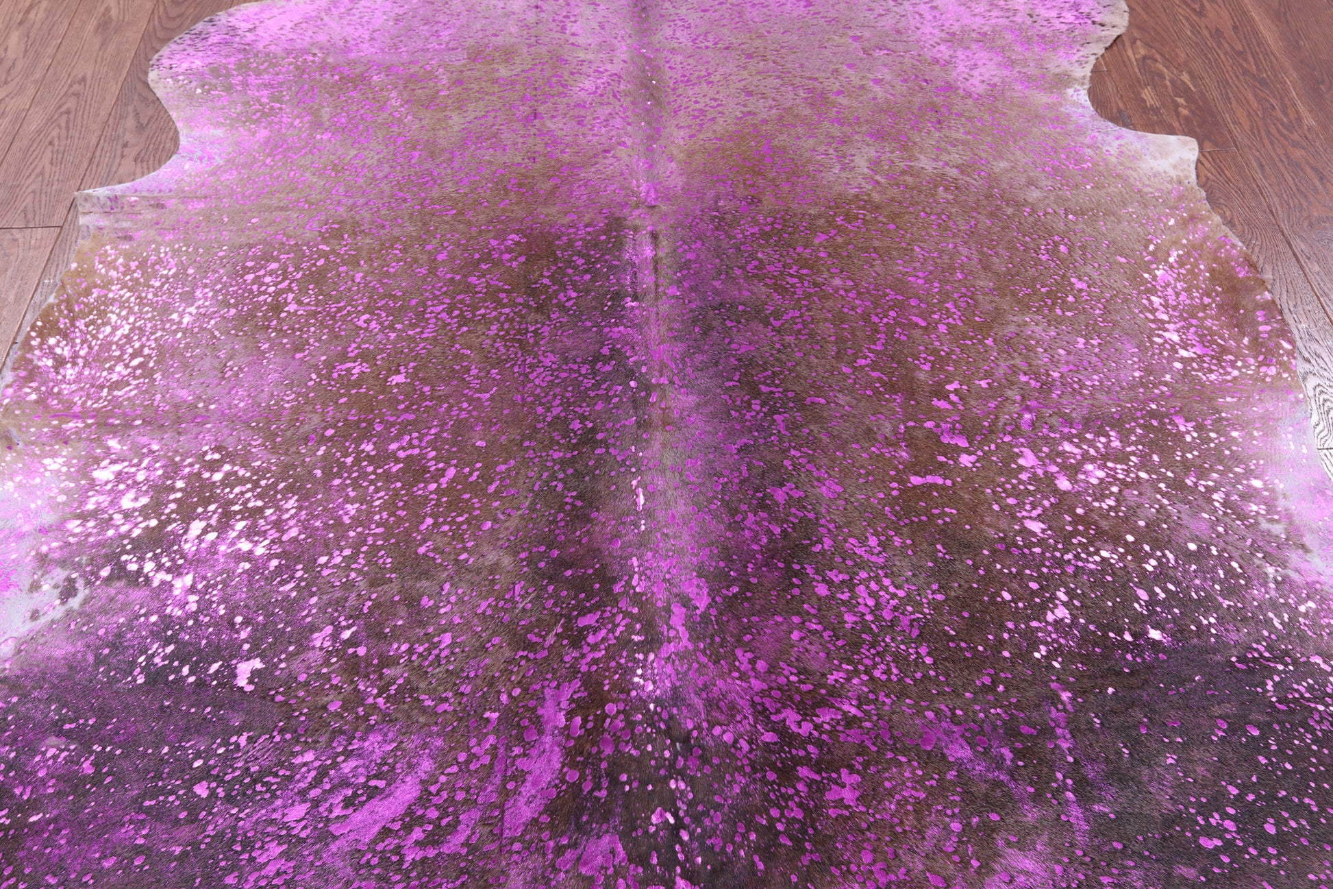 Pink Metallic Natural Hair-On Cowhide Rug - 6' 10" X 6' 5" - Golden Nile