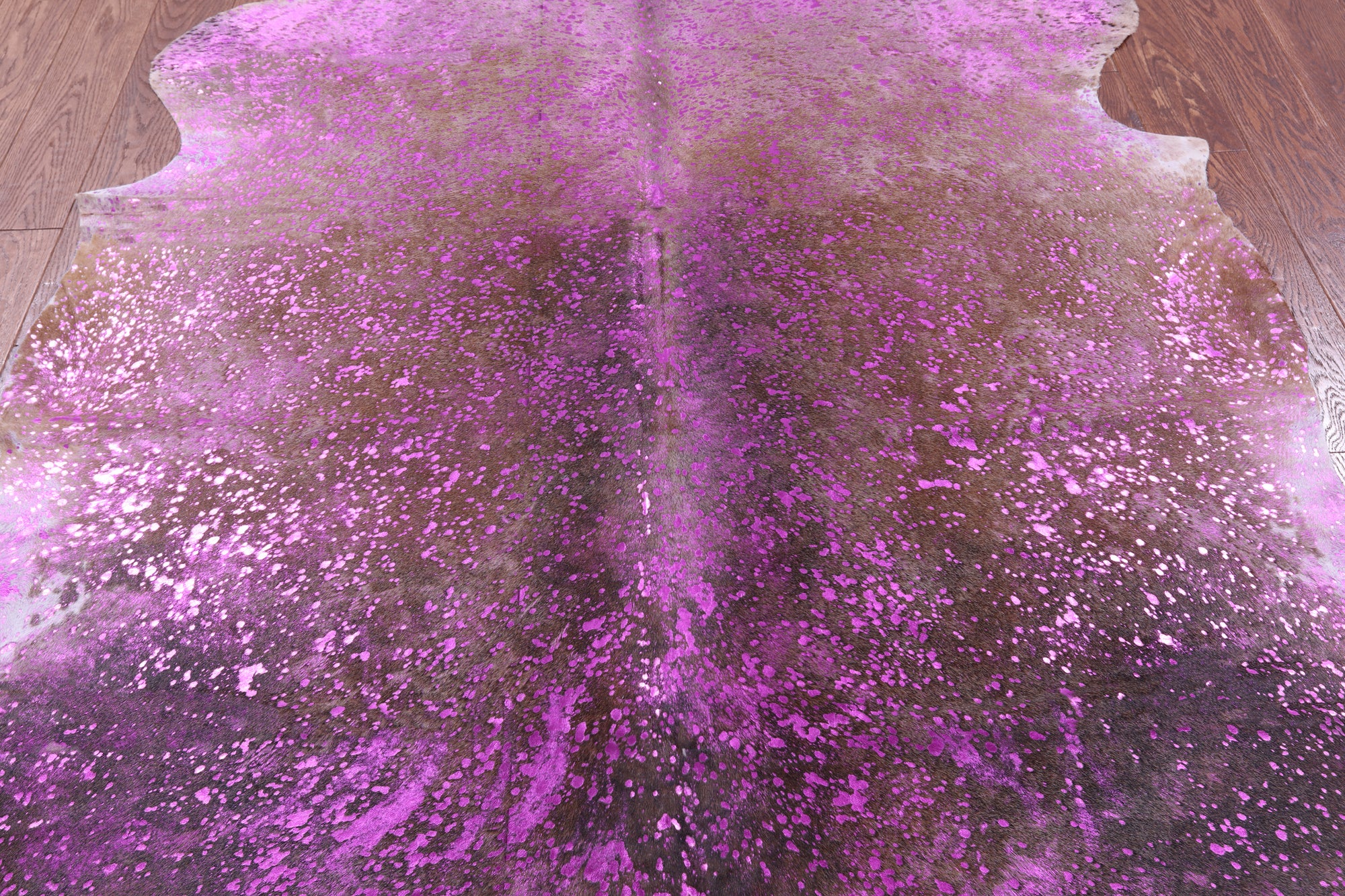 Pink Metallic Natural Hair-On Cowhide Rug - 6' 10" X 6' 5" - Golden Nile