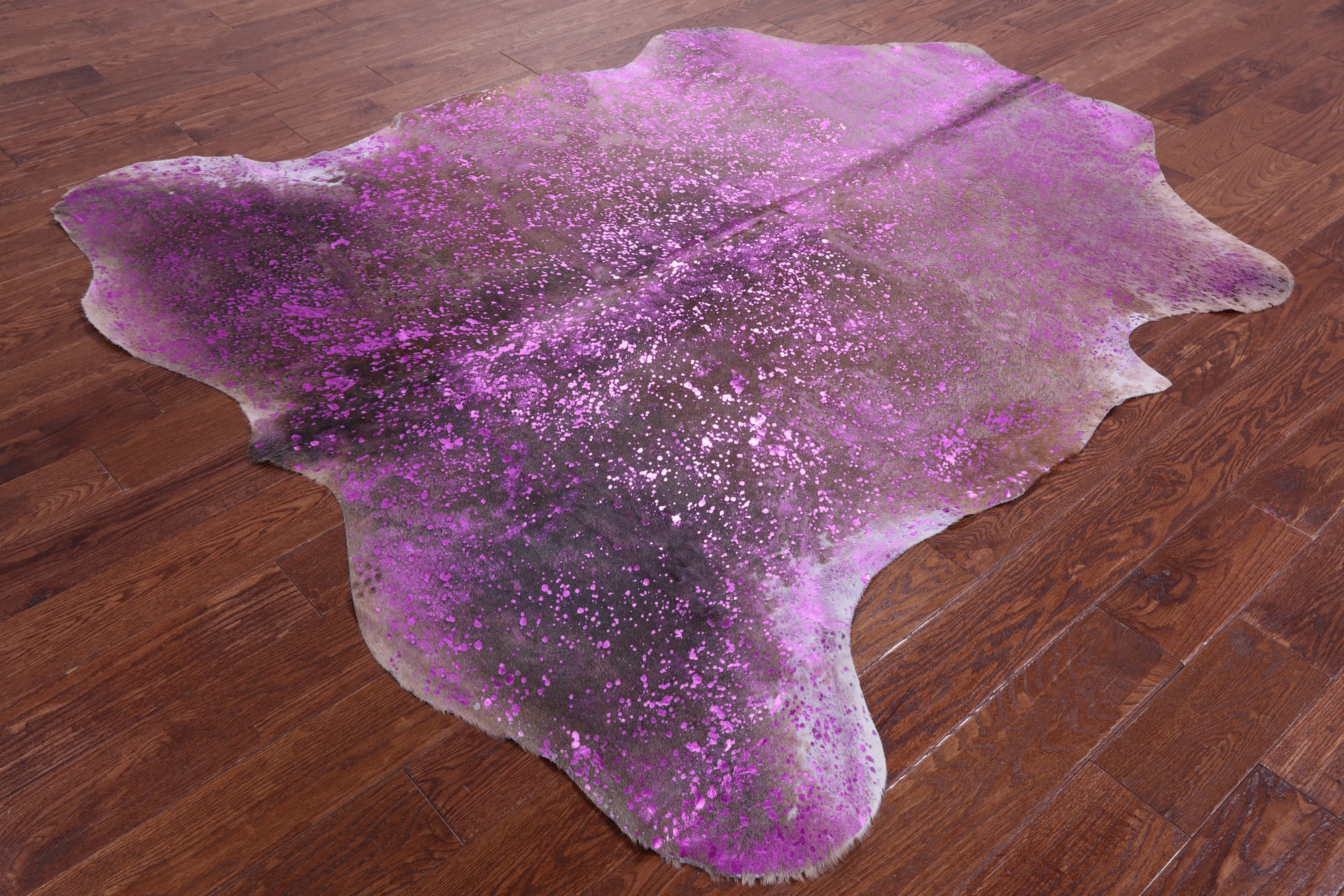 Pink Metallic Natural Hair-On Cowhide Rug - 6' 10" X 6' 5" - Golden Nile