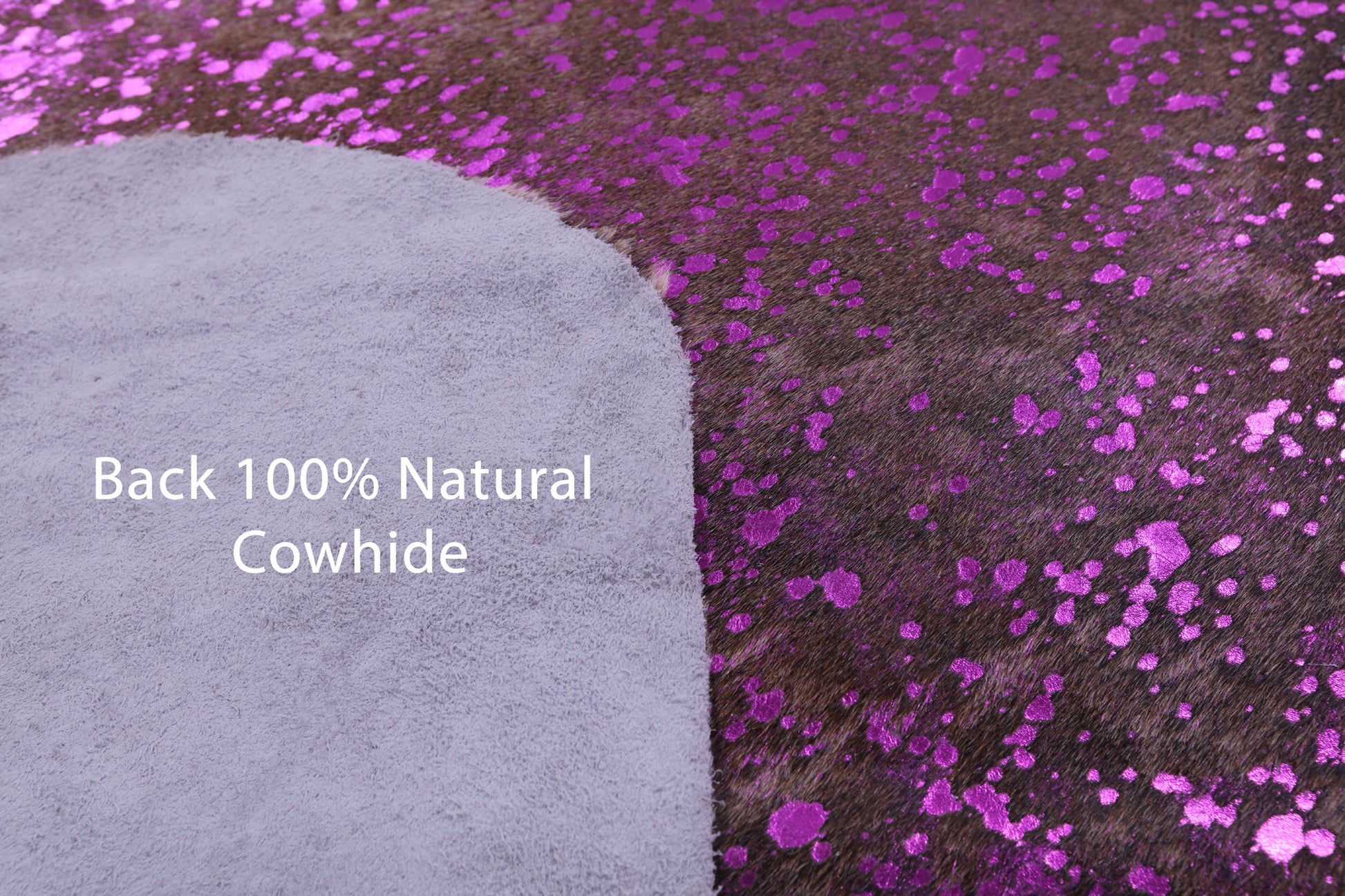 Pink Metallic Natural Hair-On Cowhide Rug - 6' 10" X 6' 5" - Golden Nile
