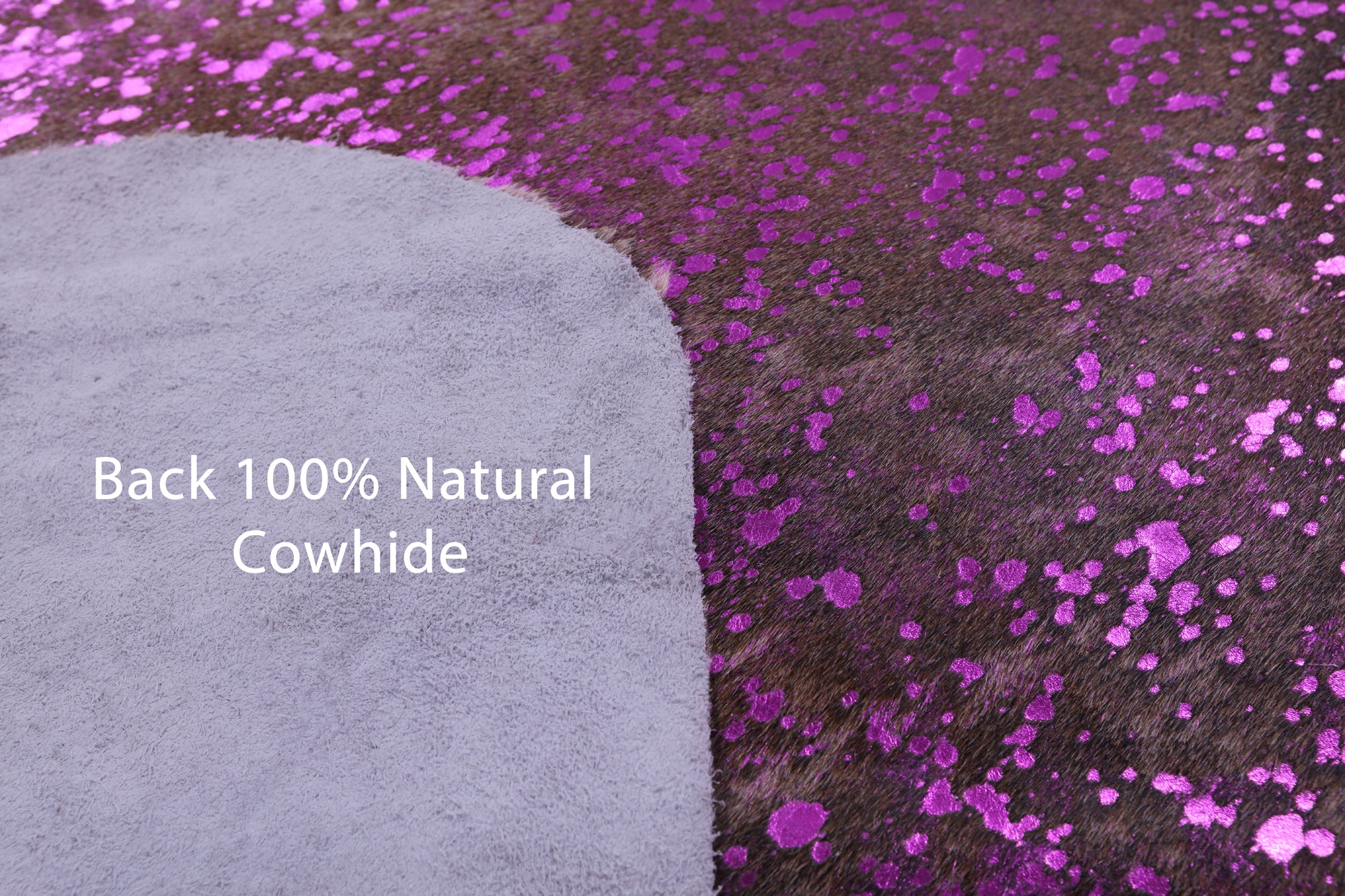 Pink Metallic Natural Hair-On Cowhide Rug - 6' 10" X 6' 5" - Golden Nile