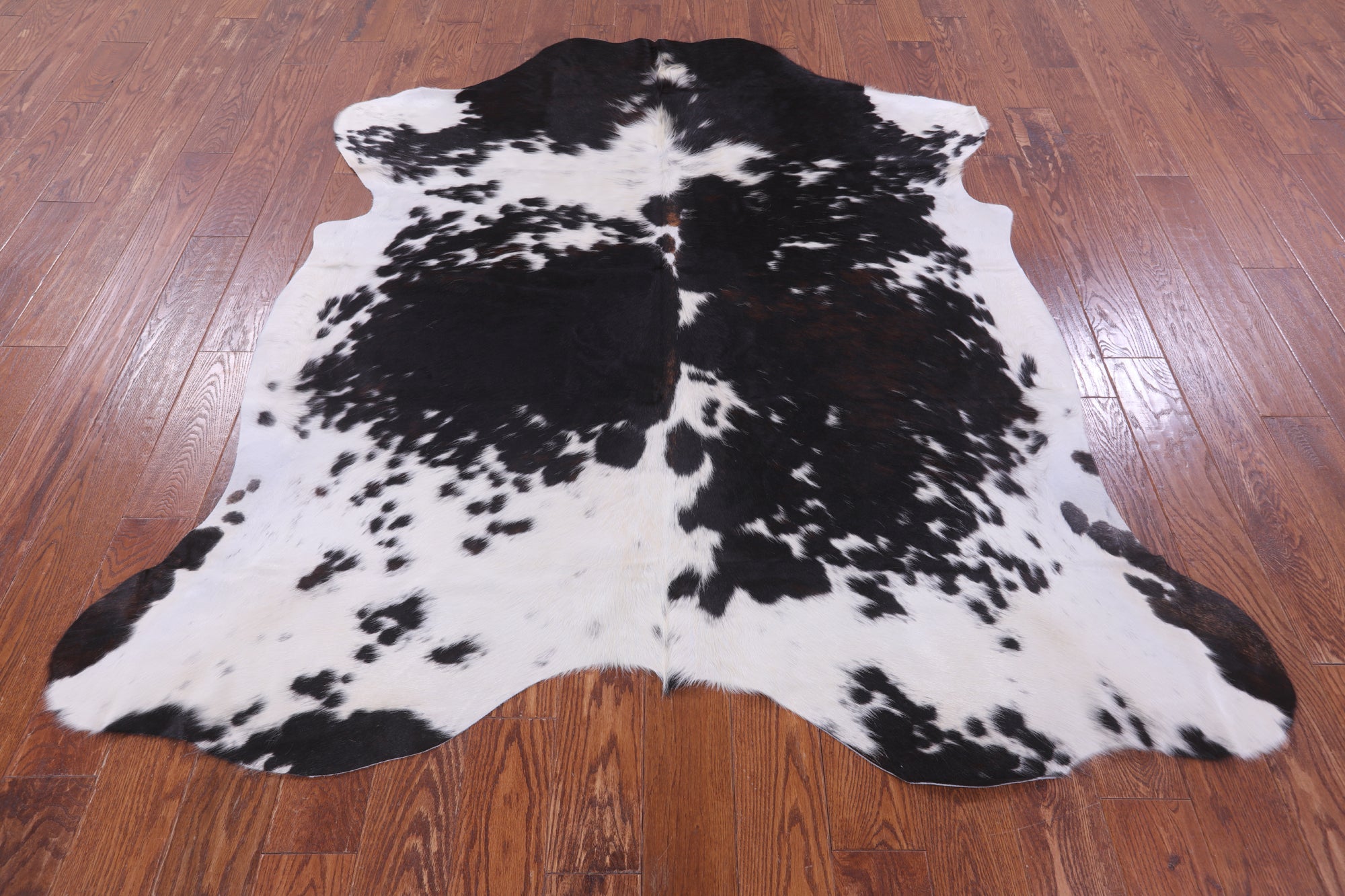 Black & White Natural Hair-On Cowhide Rug - 6' 7" X 6' 3" - Golden Nile