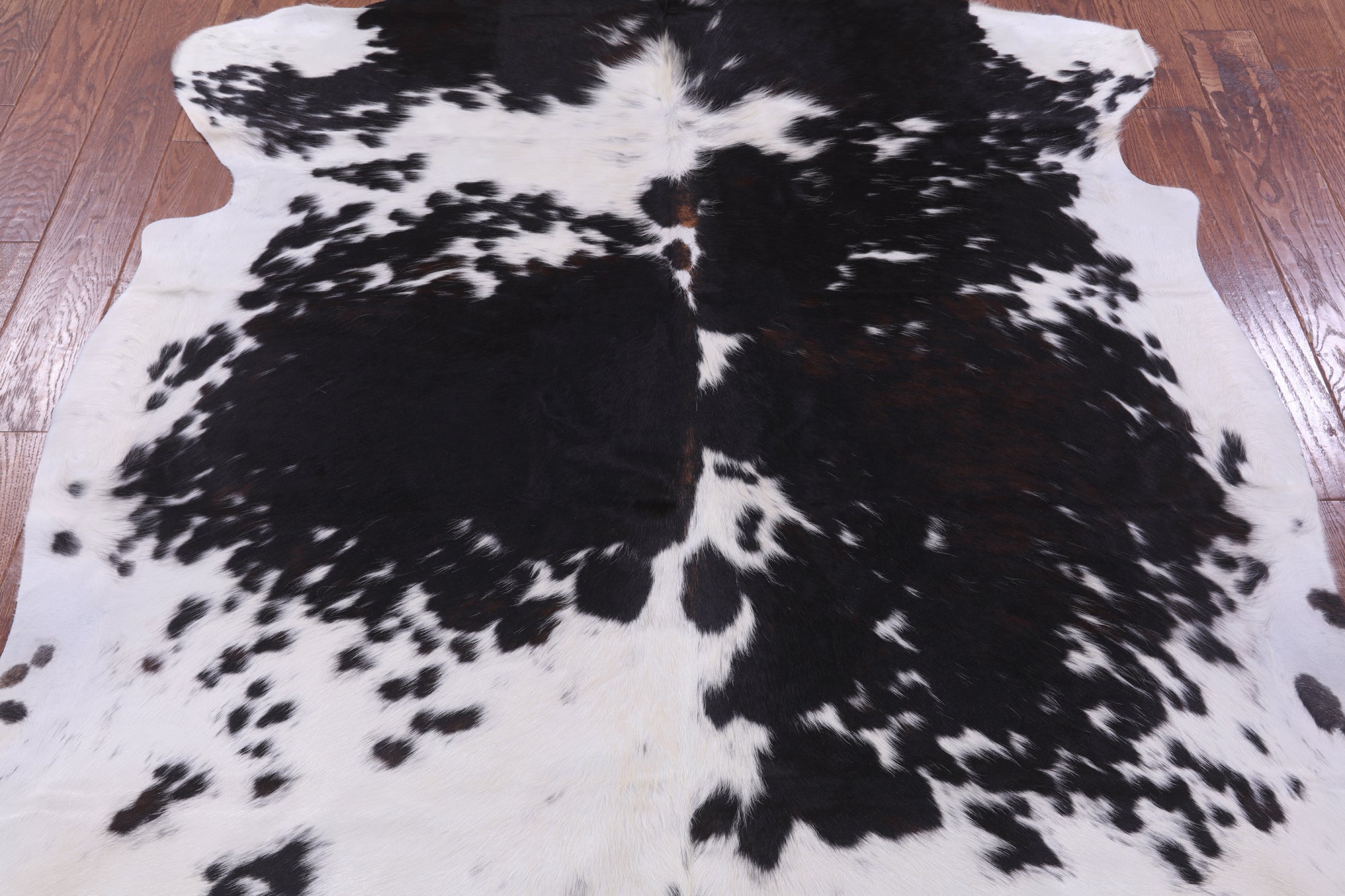 Black & White Natural Hair-On Cowhide Rug - 6' 7" X 6' 3" - Golden Nile