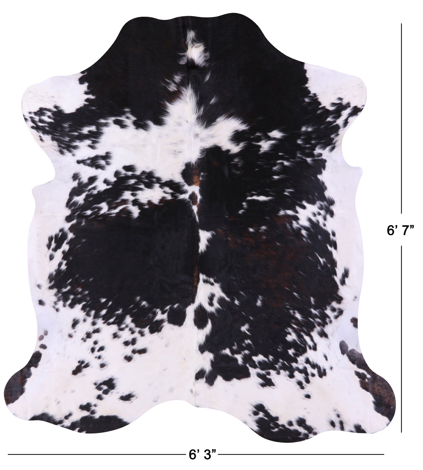Black & White Natural Hair-On Cowhide Rug - 6' 7" X 6' 3" - Golden Nile