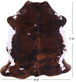 Tricolor Natural Hair-On Cowhide Rug - 7' 0" X 6' 5" - Golden Nile