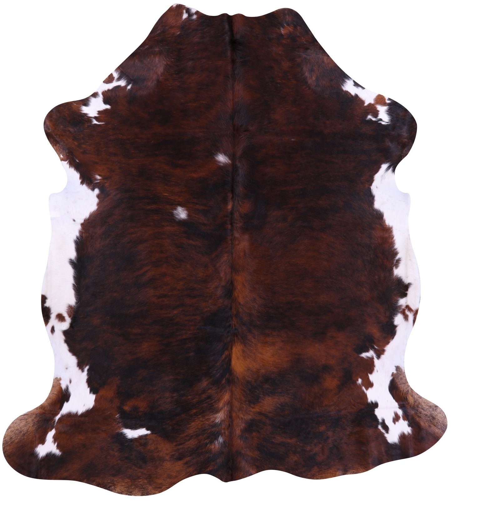 Tricolor Natural Hair-On Cowhide Rug - 7' 0" X 6' 5" - Golden Nile