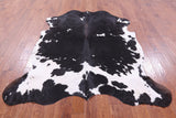Black & White Natural Hair-On Cowhide Rug - 6' 11" X 6' 1" - Golden Nile